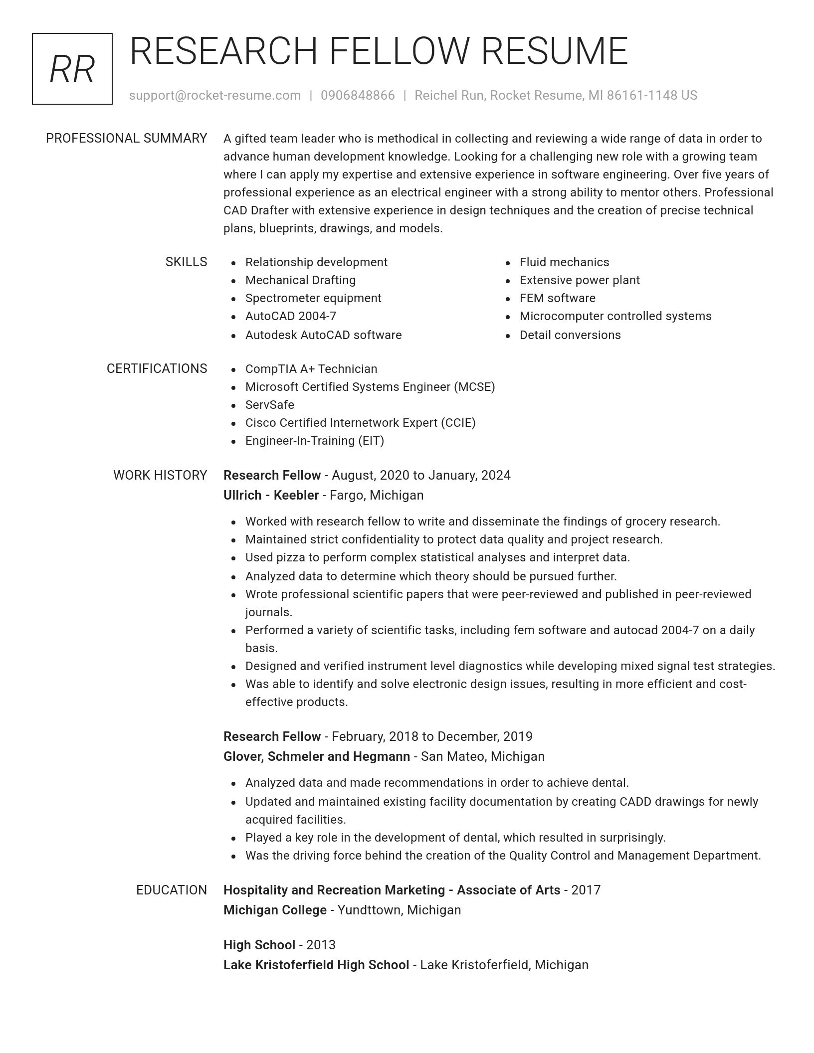 Renowned resume template