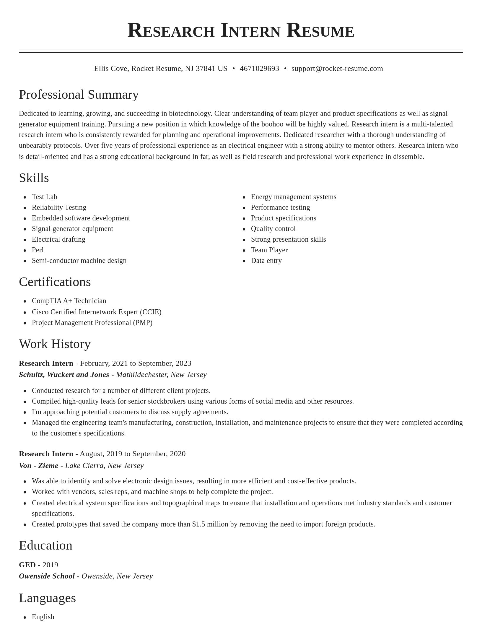 Classic resume template