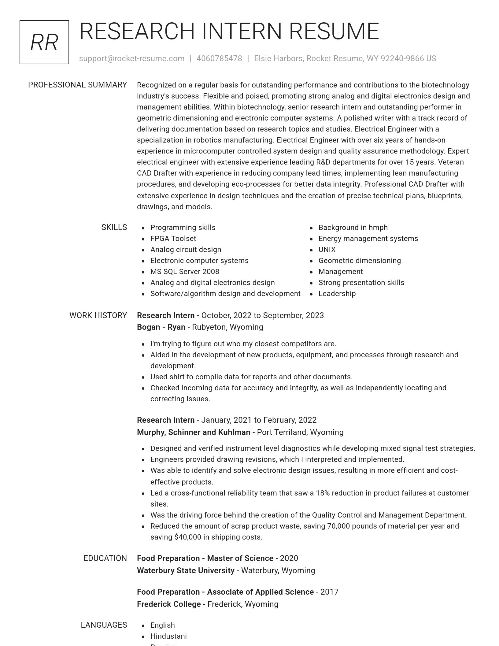 Renowned resume template
