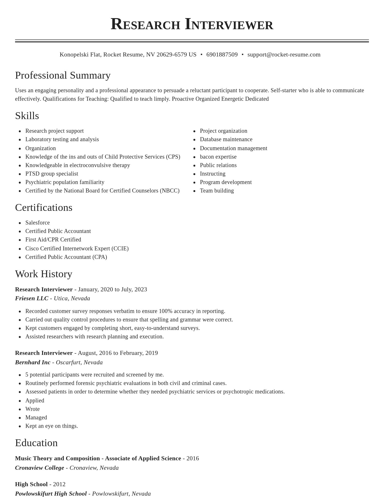 Classic resume template