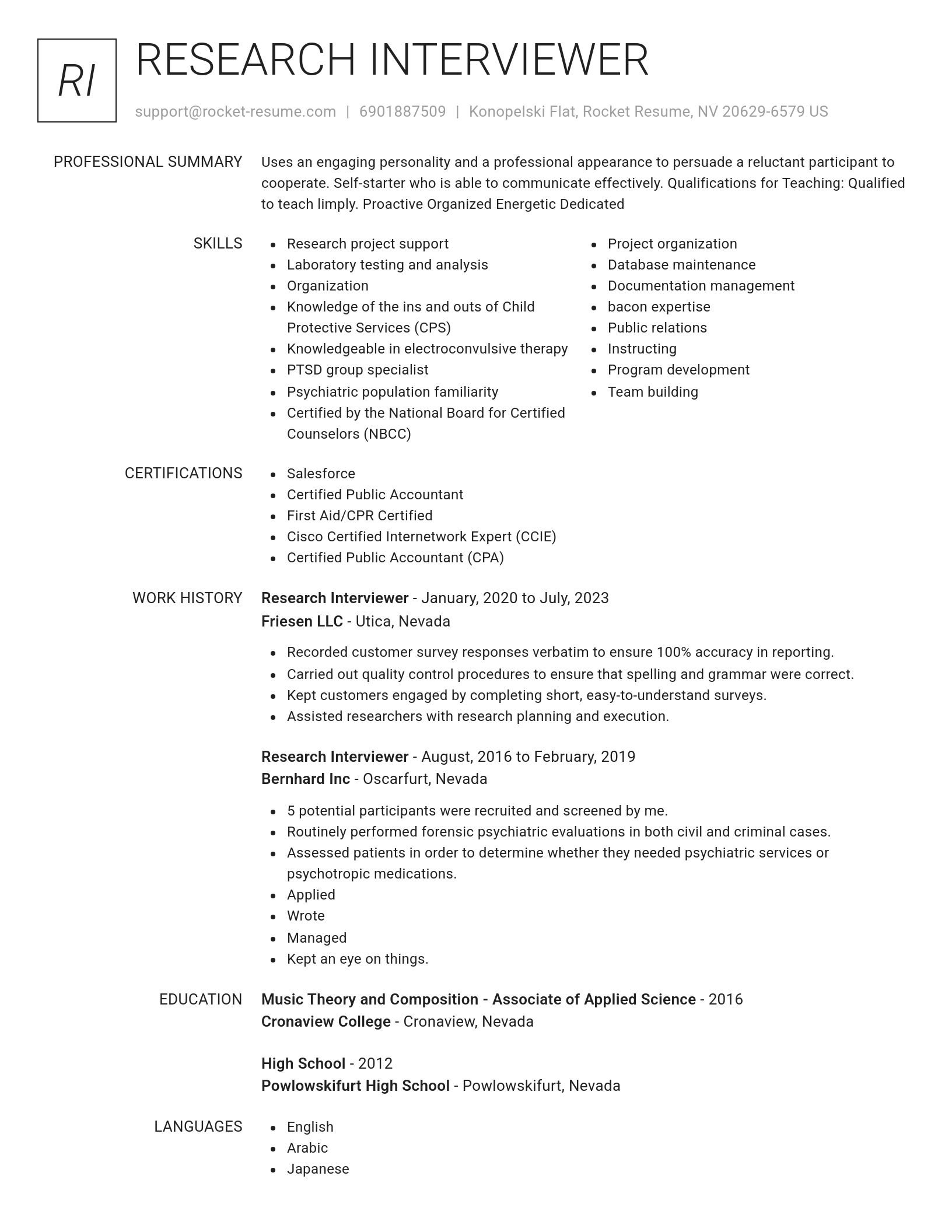 Renowned resume template