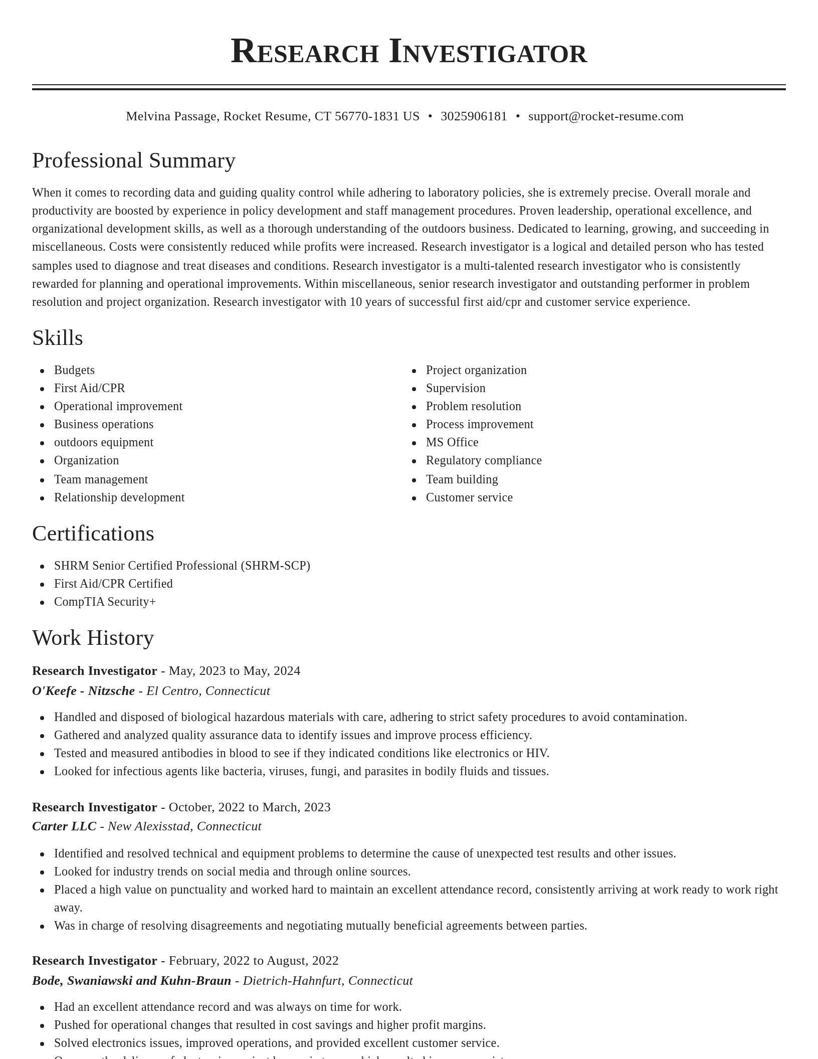 Classic resume template