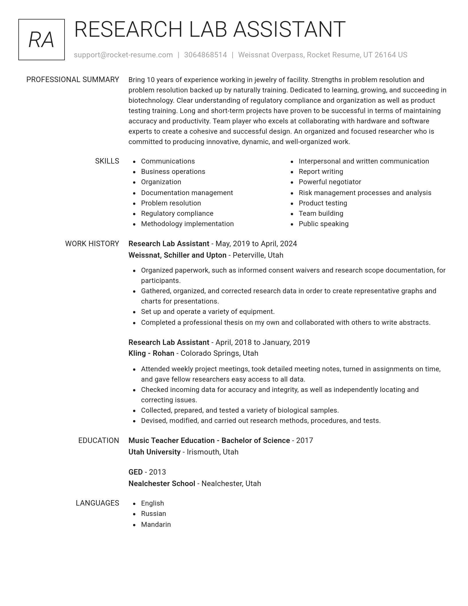 Renowned resume template