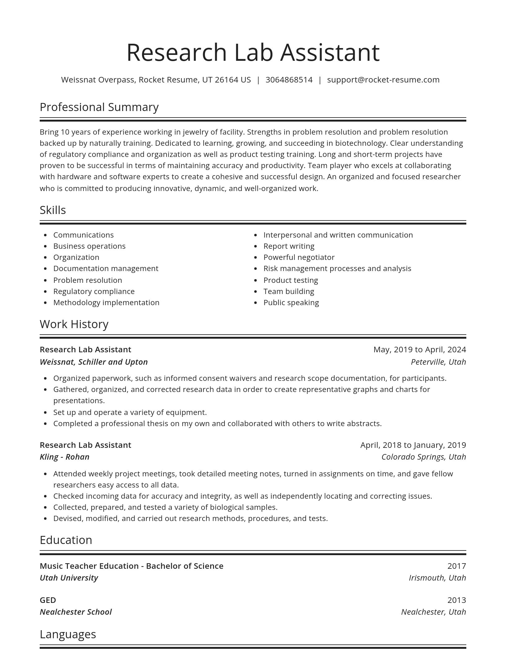 Spotlight resume template