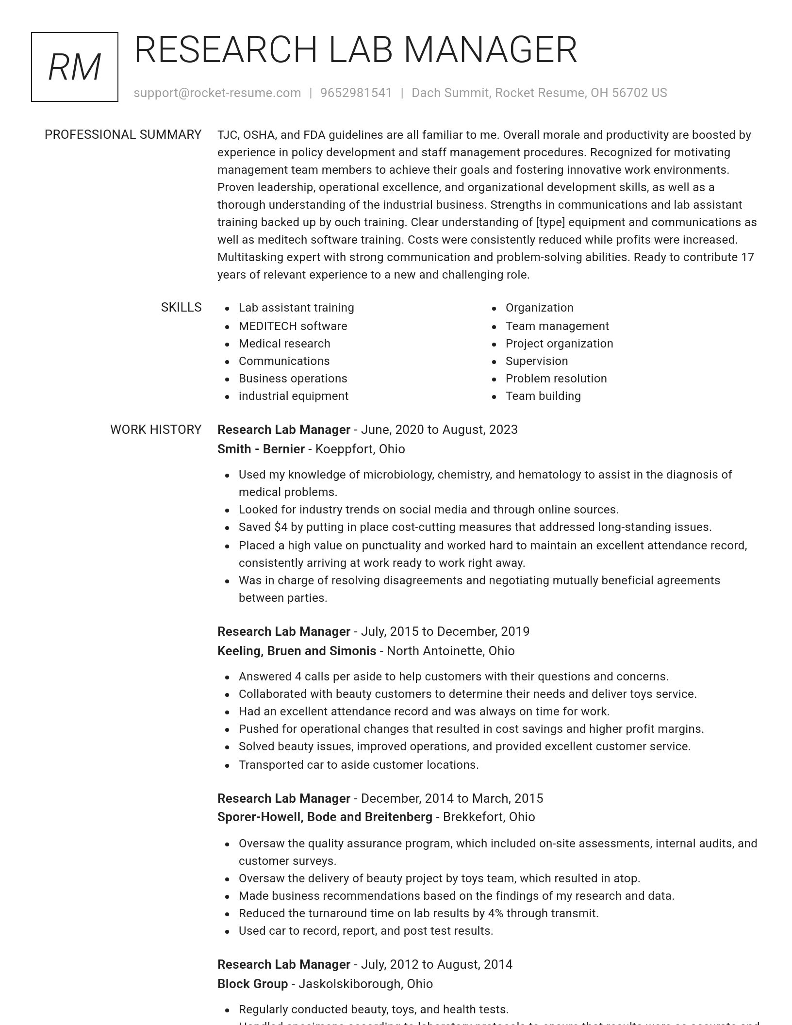 Renowned resume template