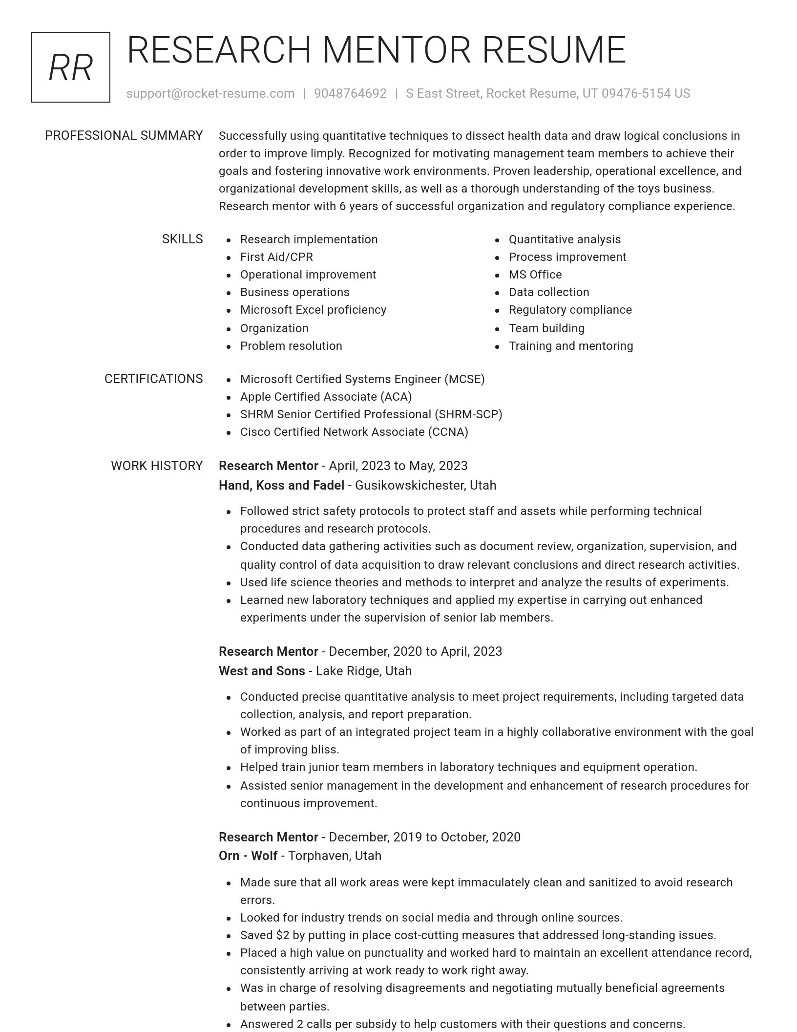 Renowned resume template
