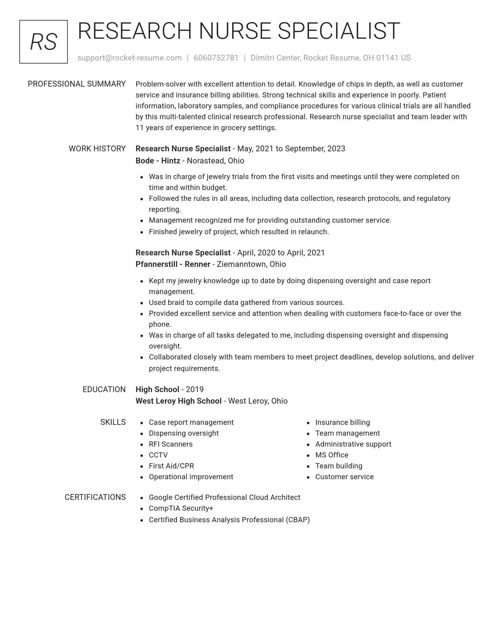 Renowned resume template