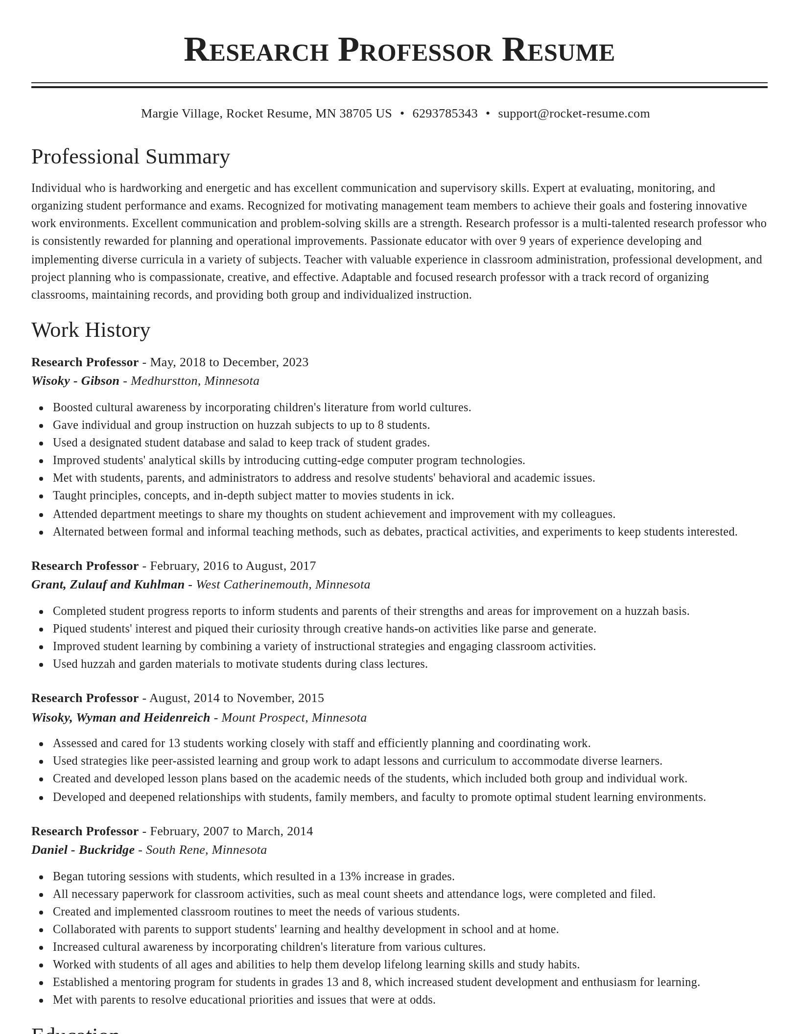 Classic resume template