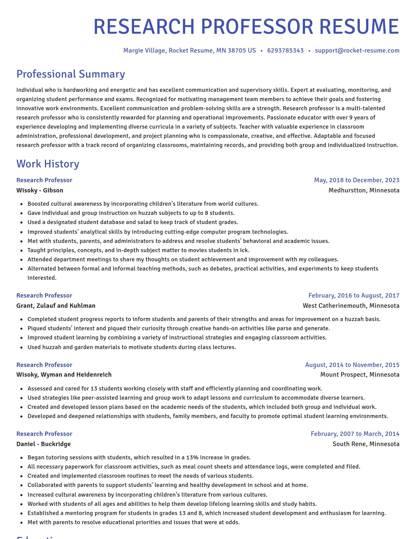 Novel resume template