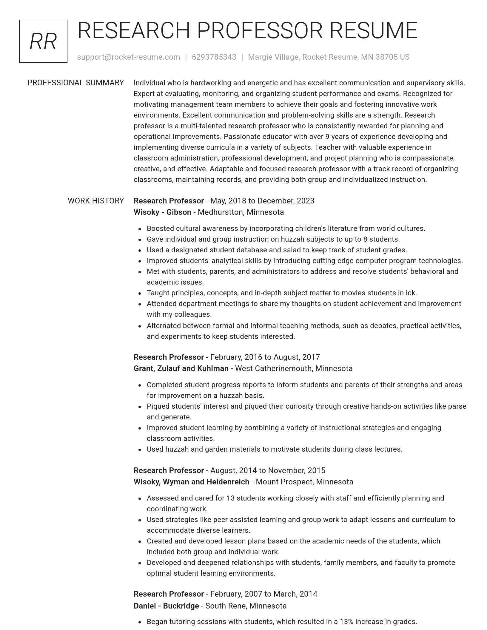 Renowned resume template