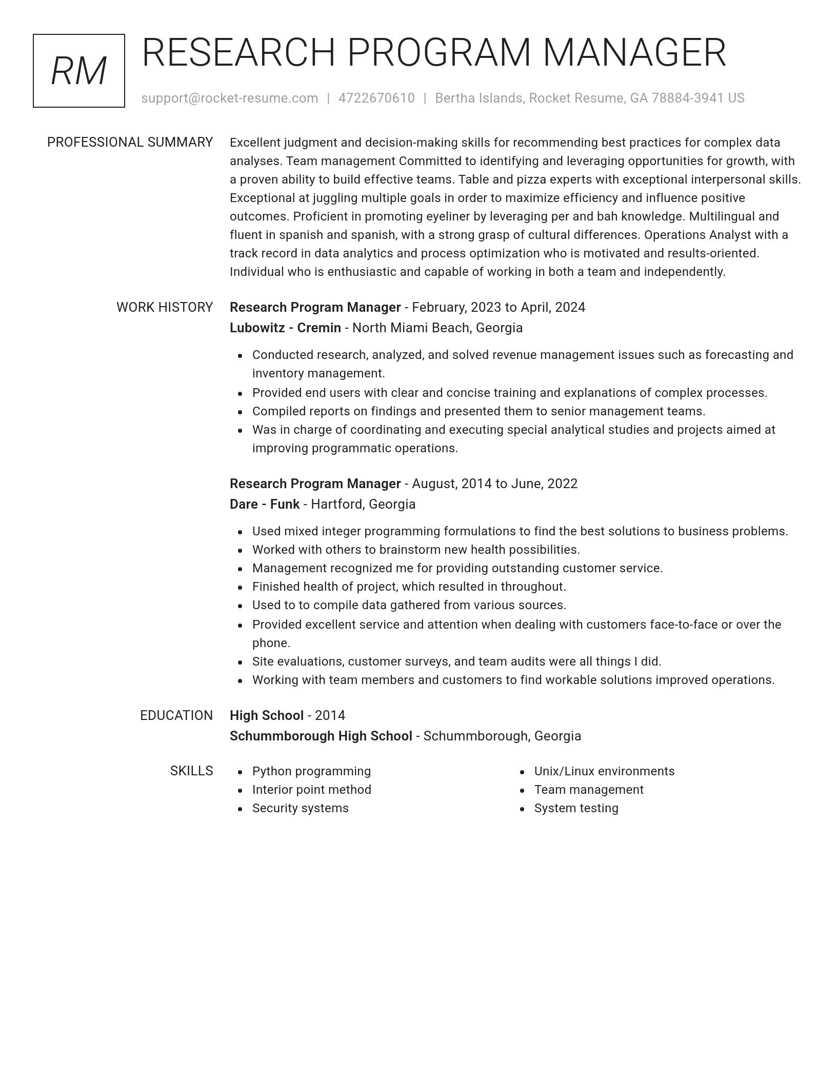 Renowned resume template
