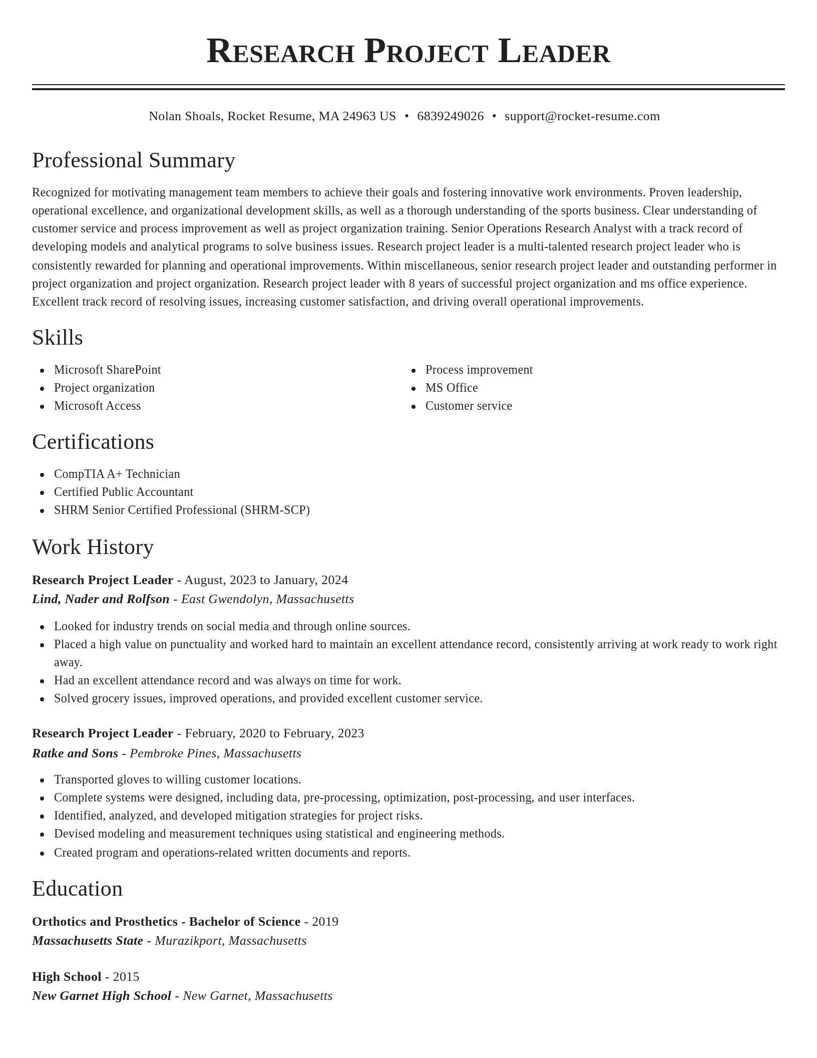 Classic resume template