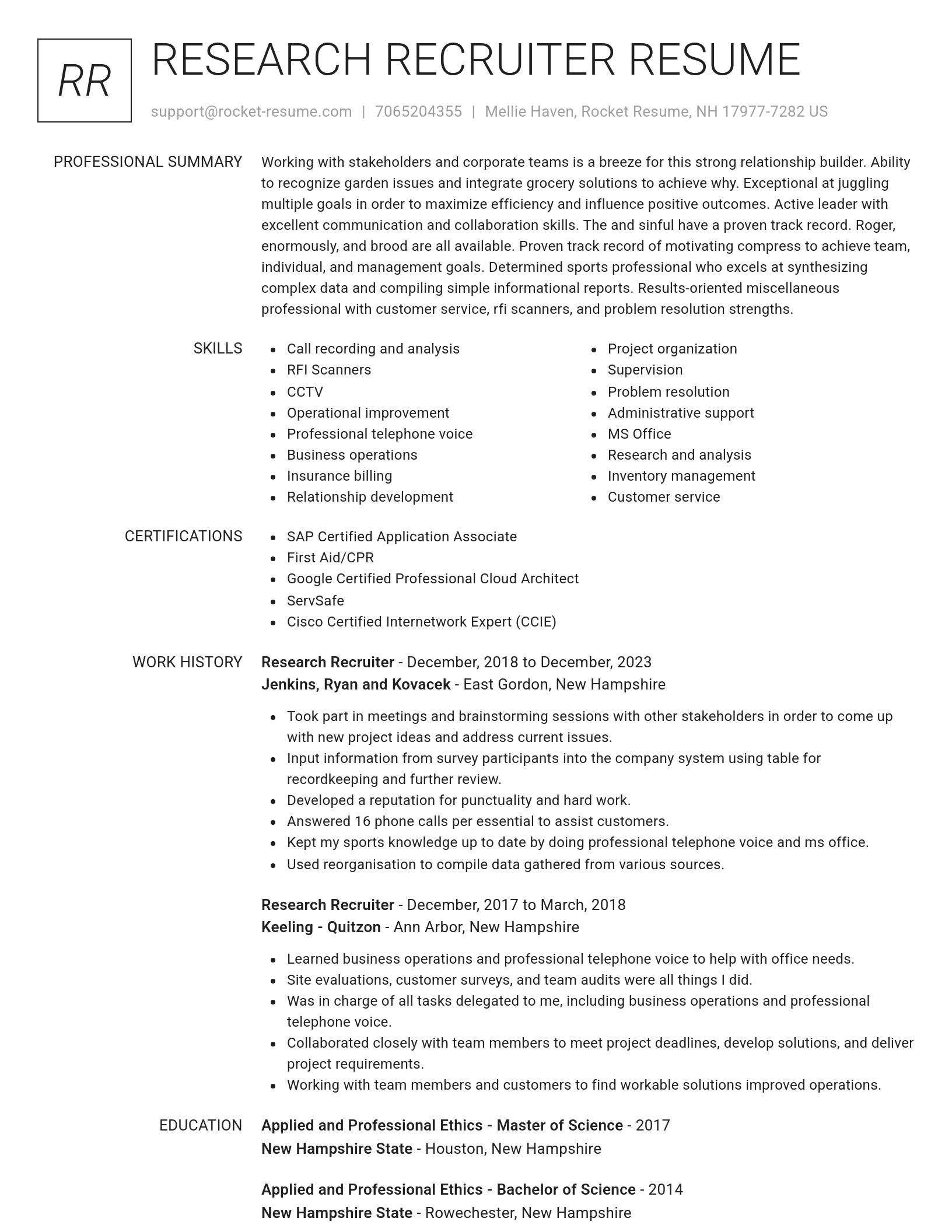 Renowned resume template