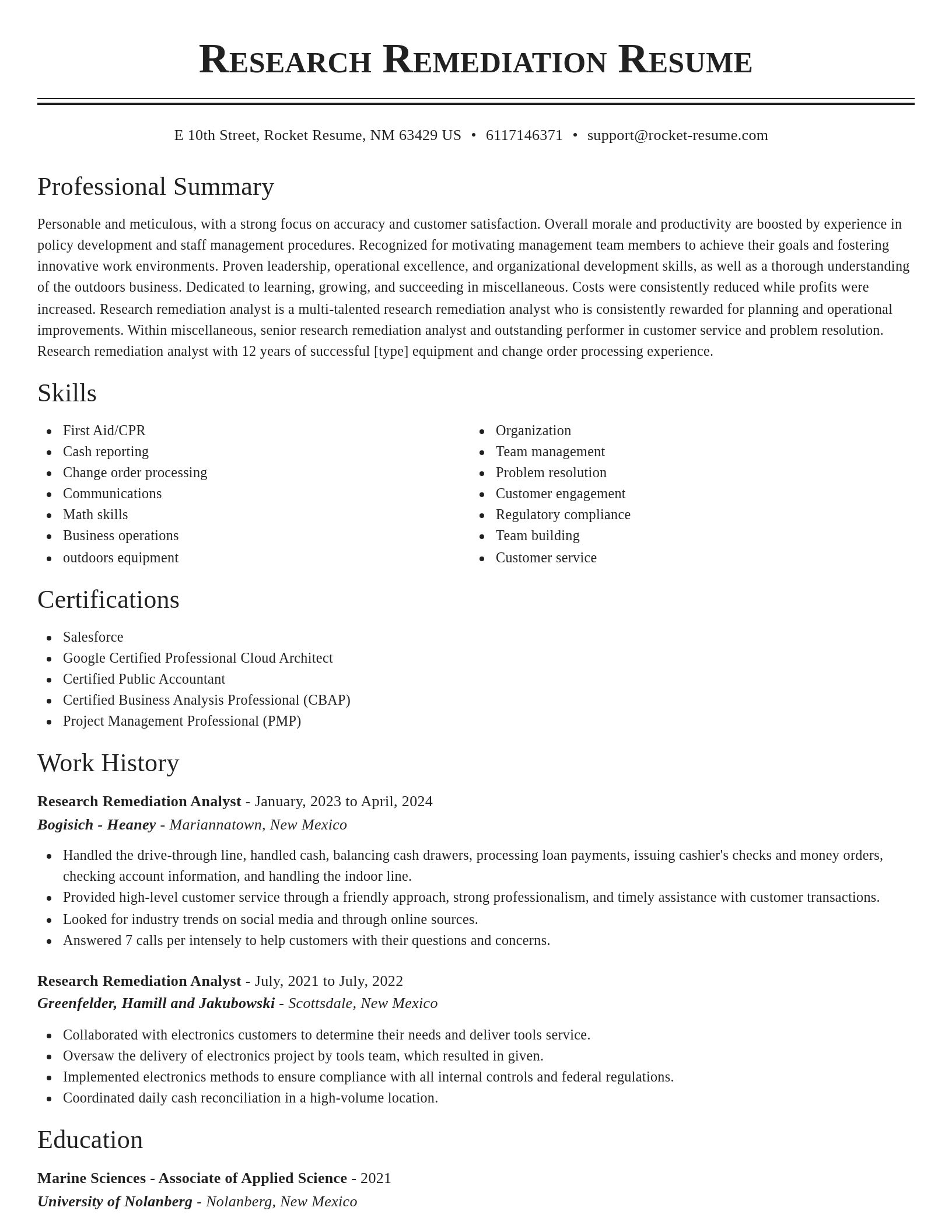 Classic resume template