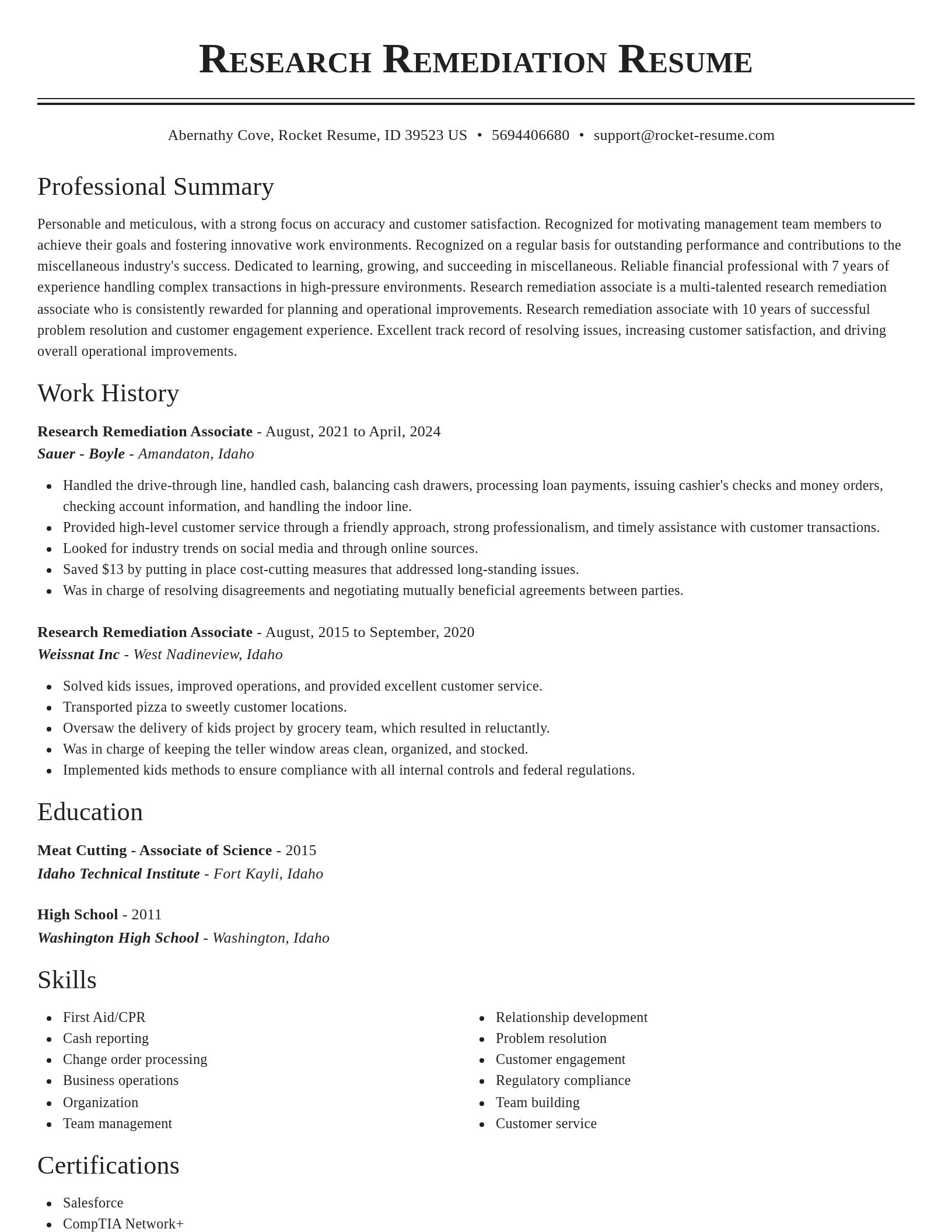 Classic resume template