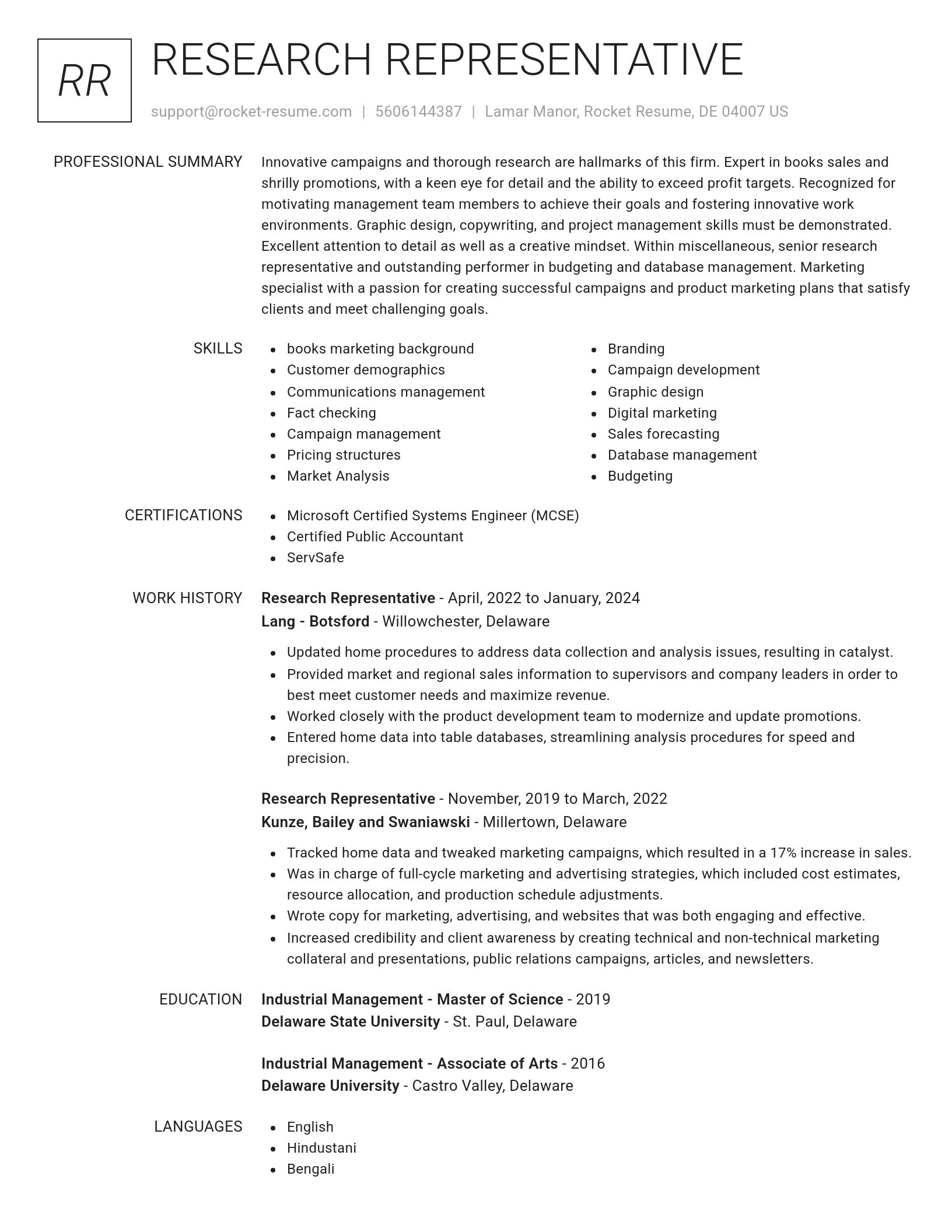 Renowned resume template