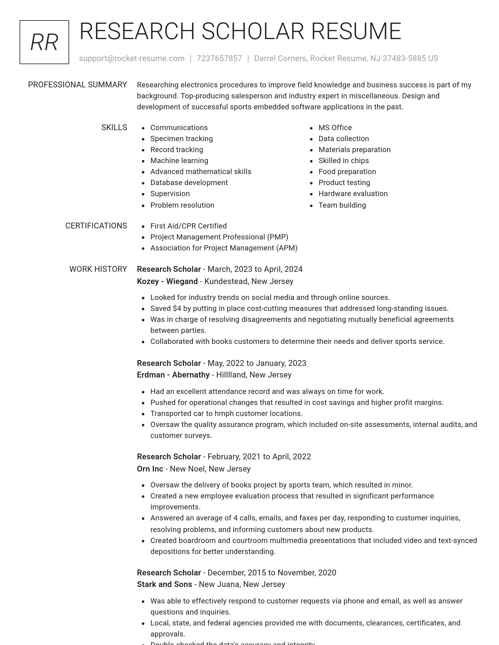 Renowned resume template