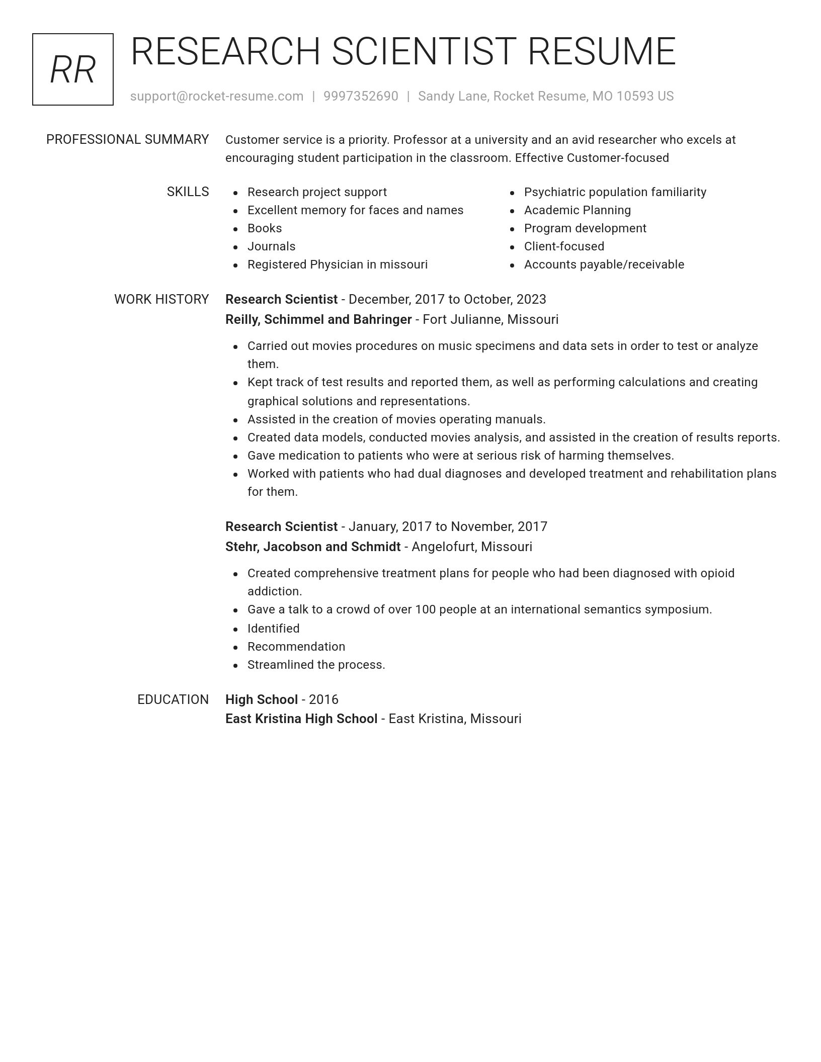 Renowned resume template