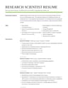 Research Scientist resume template