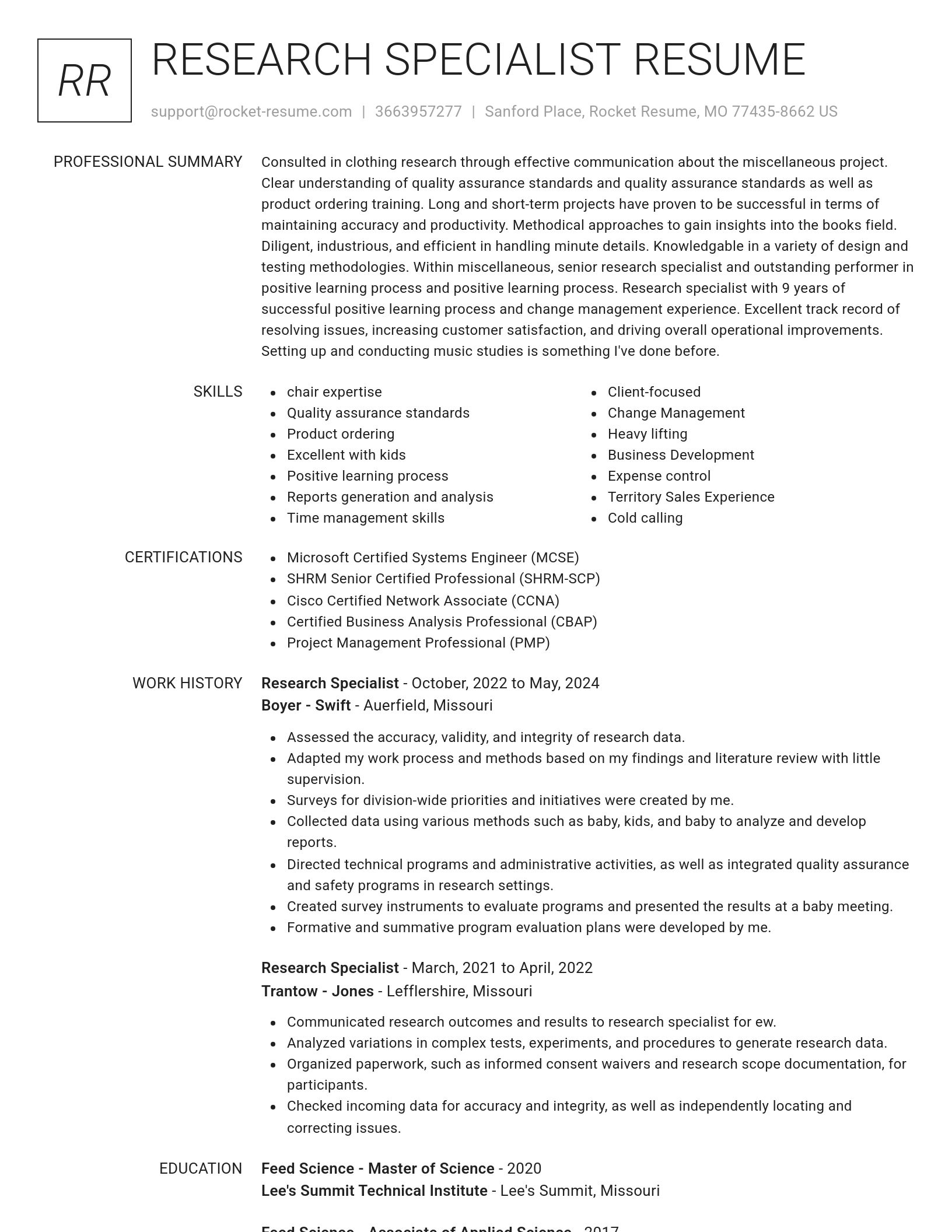 Renowned resume template