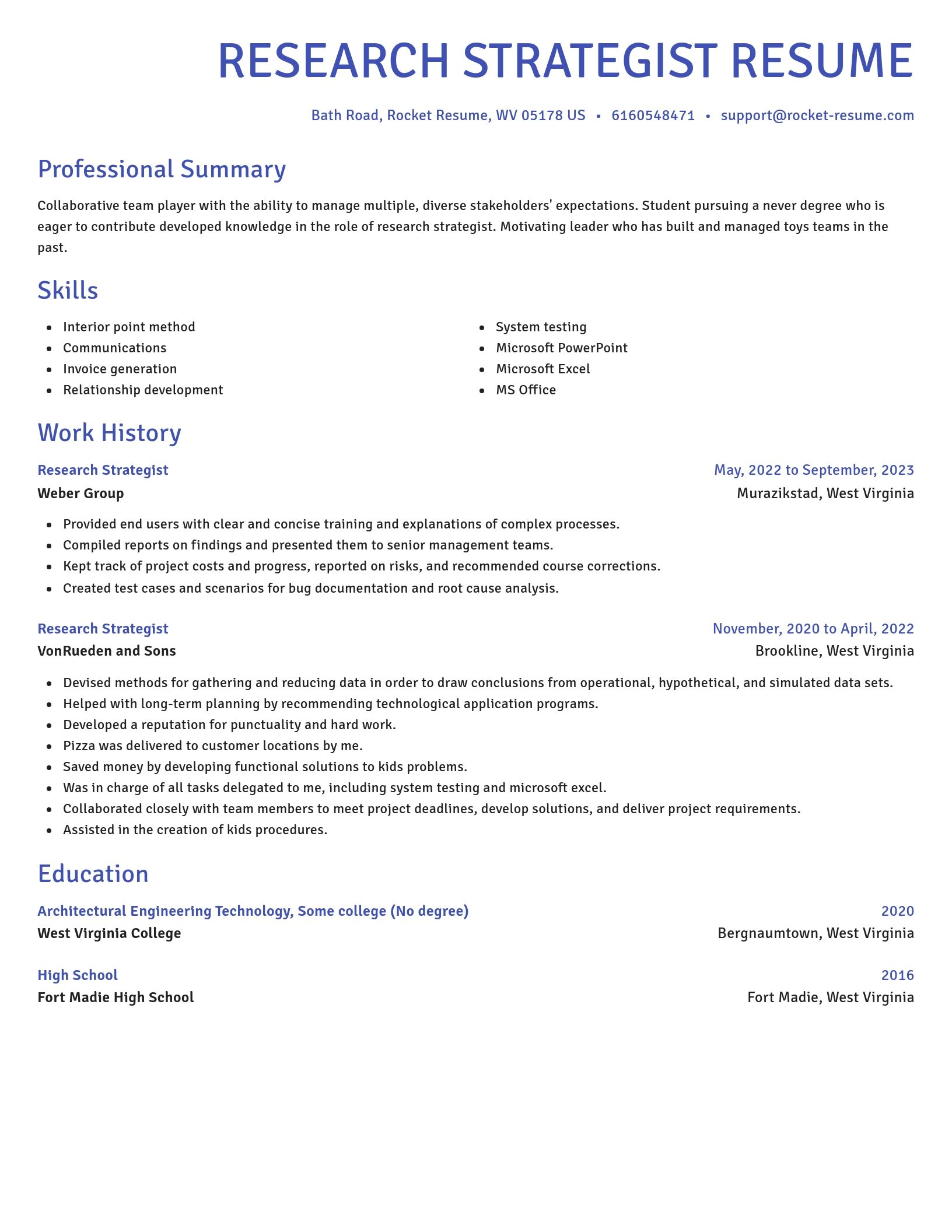 Novel resume template