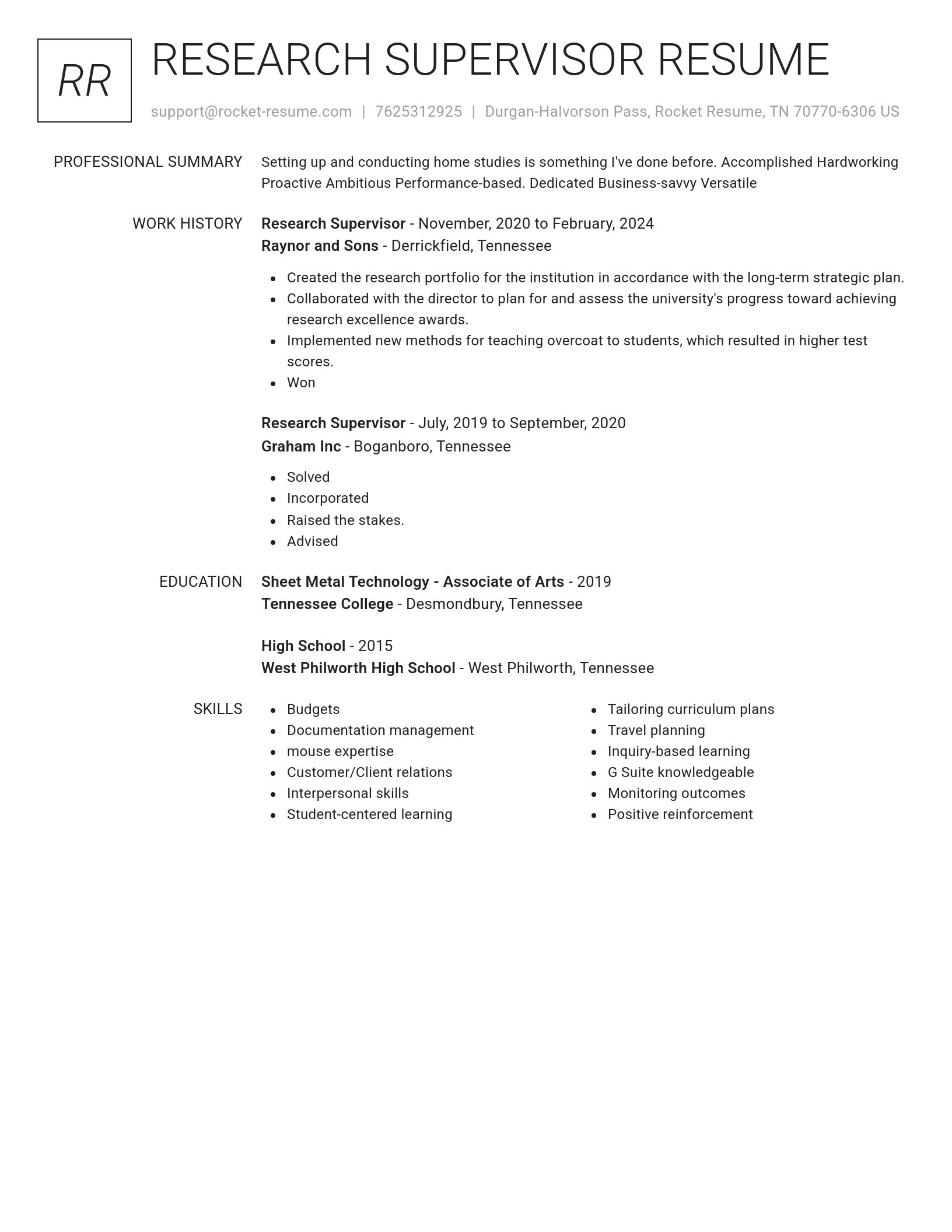 Renowned resume template