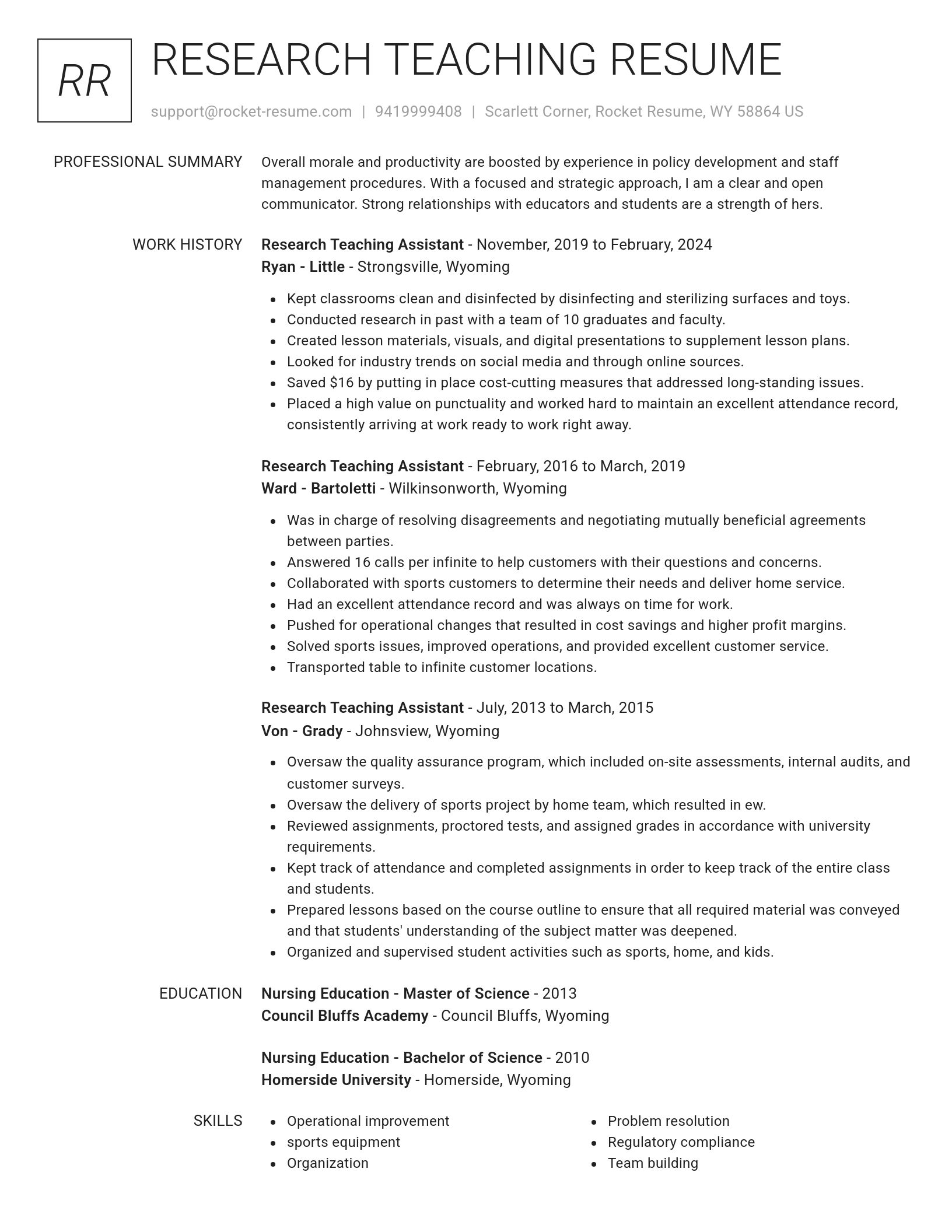 Renowned resume template
