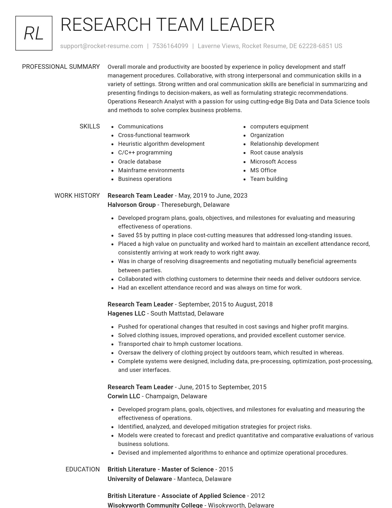 Renowned resume template