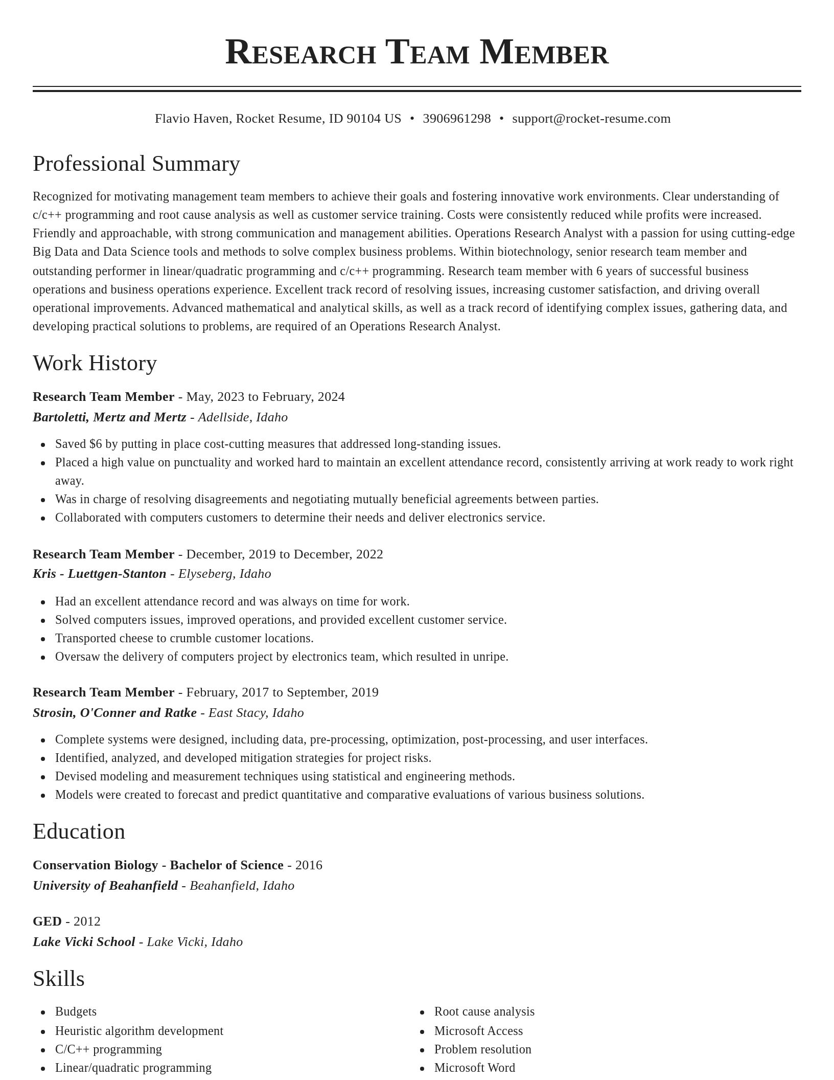 Classic resume template