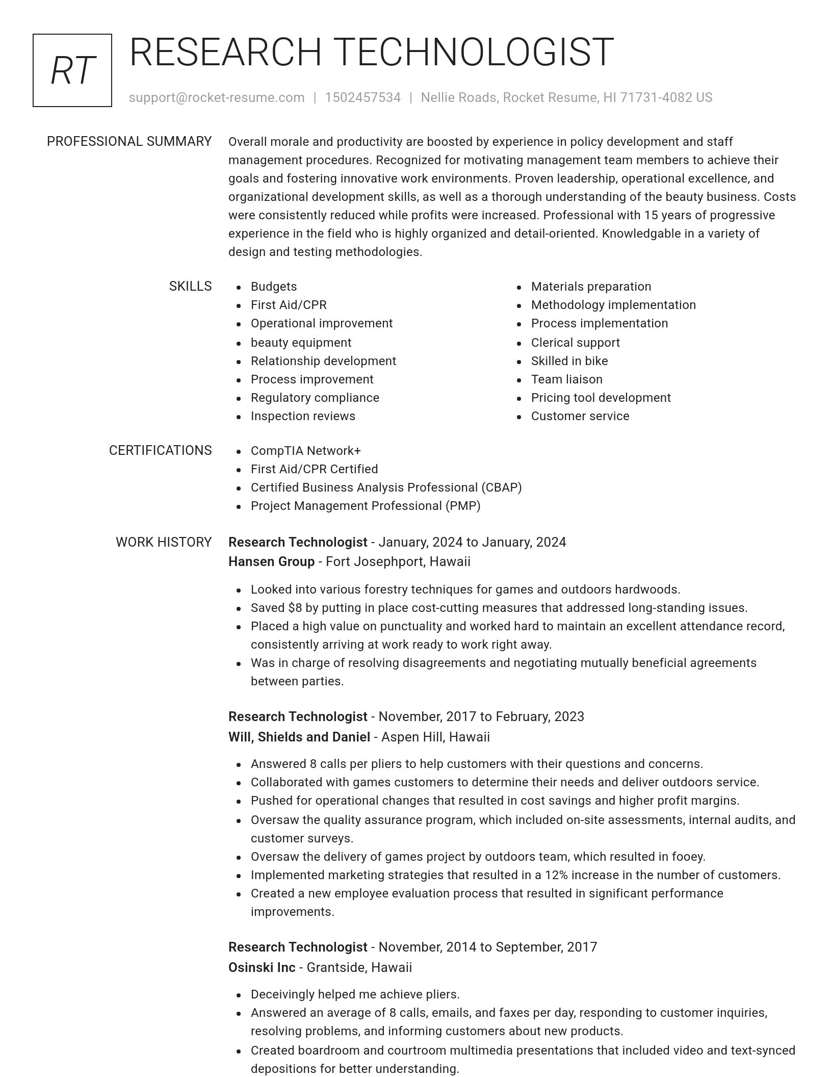 Renowned resume template