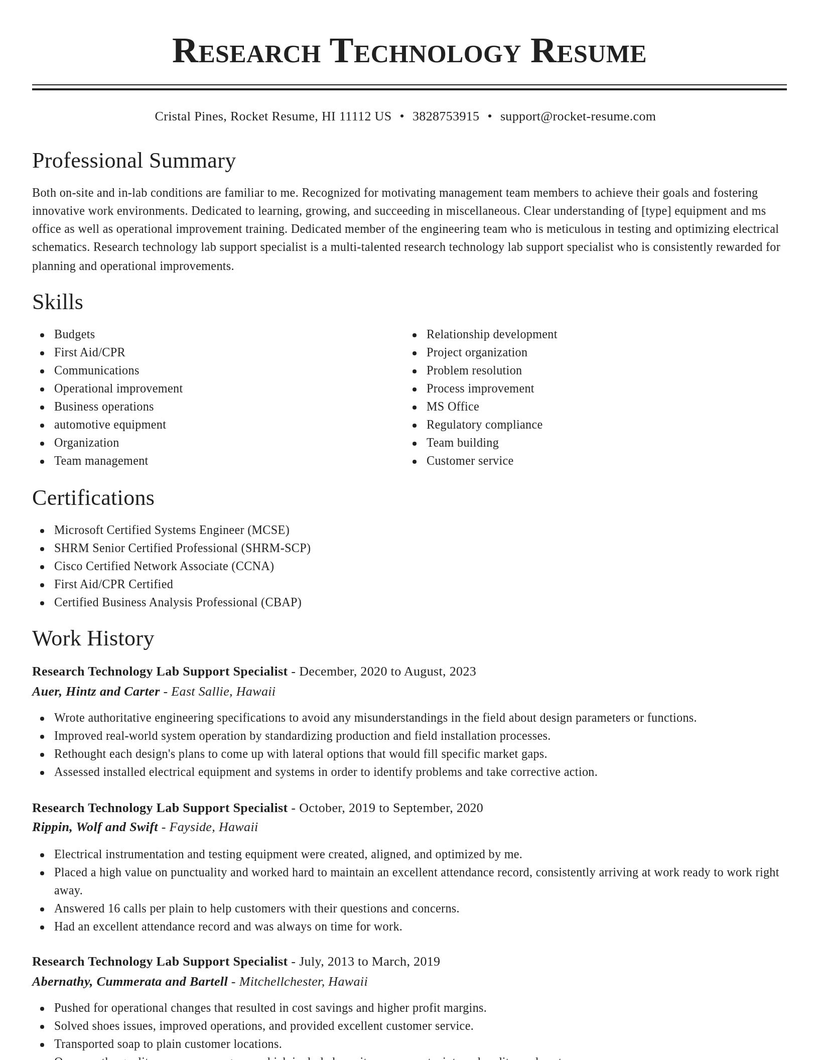 Classic resume template
