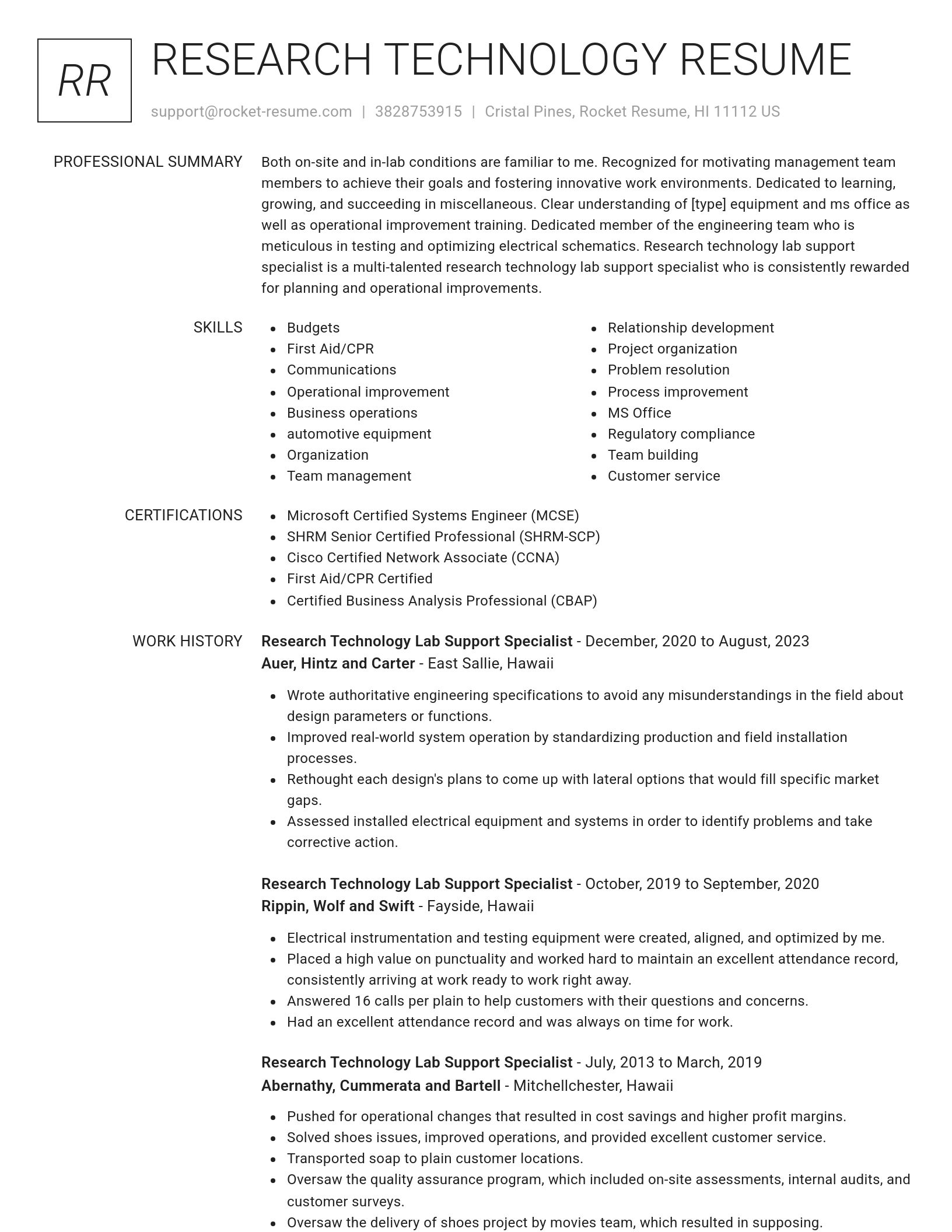 Renowned resume template