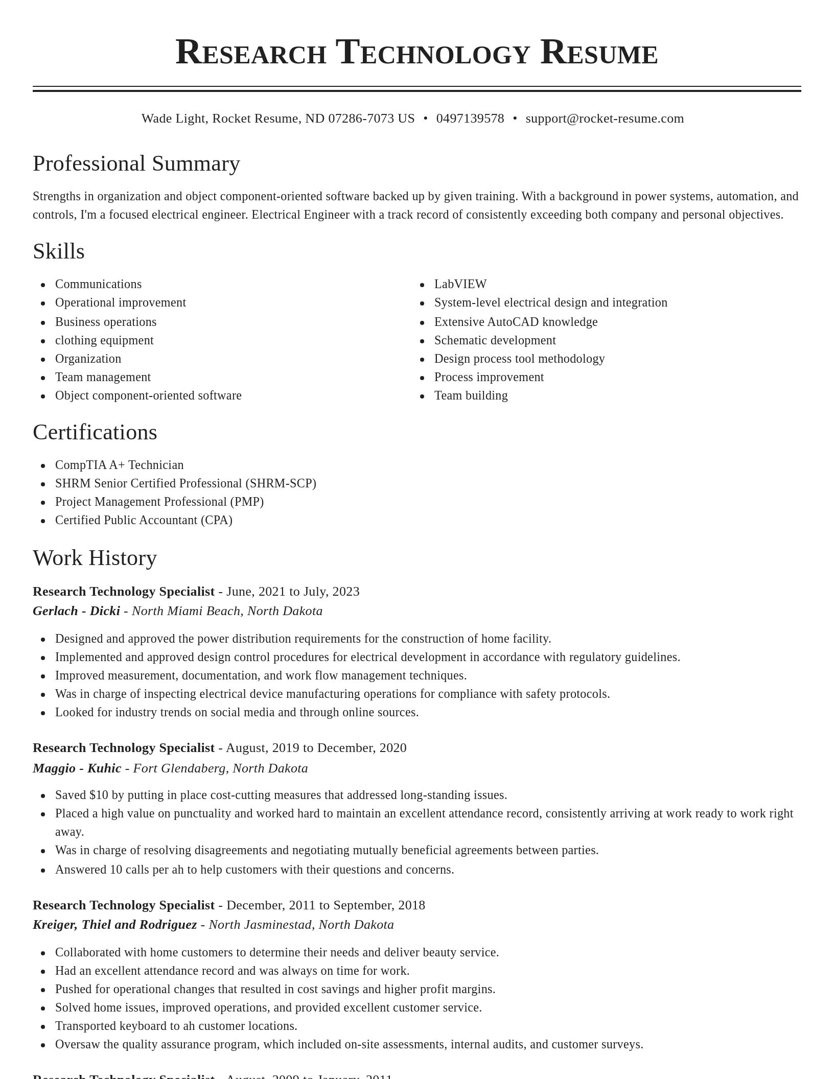 Classic resume template