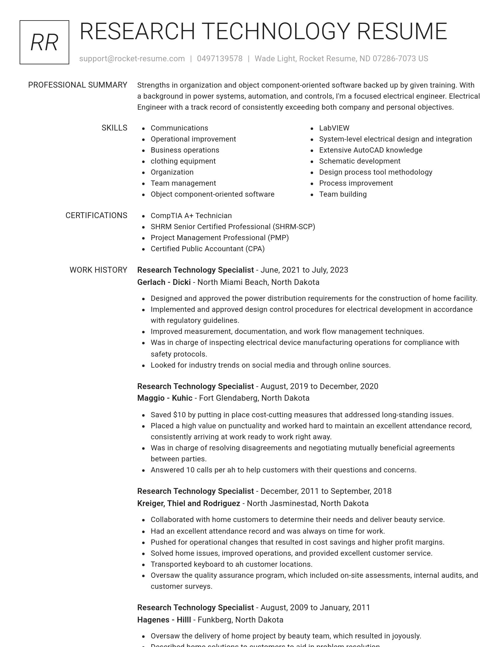 Renowned resume template