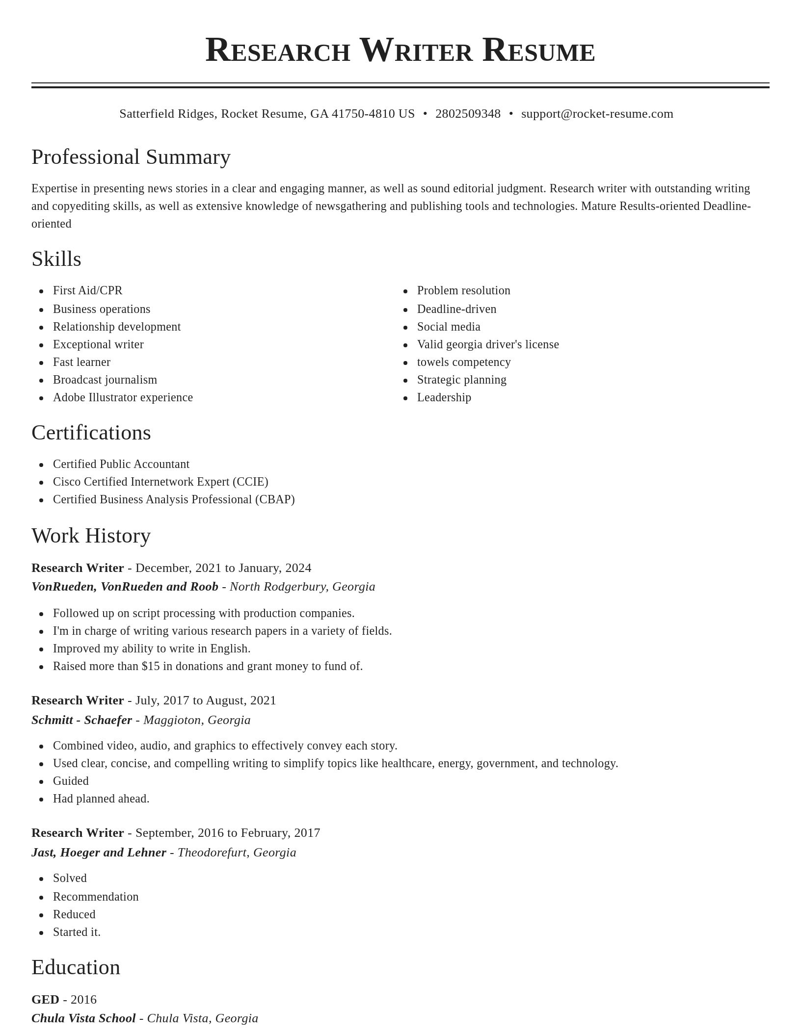 Classic resume template