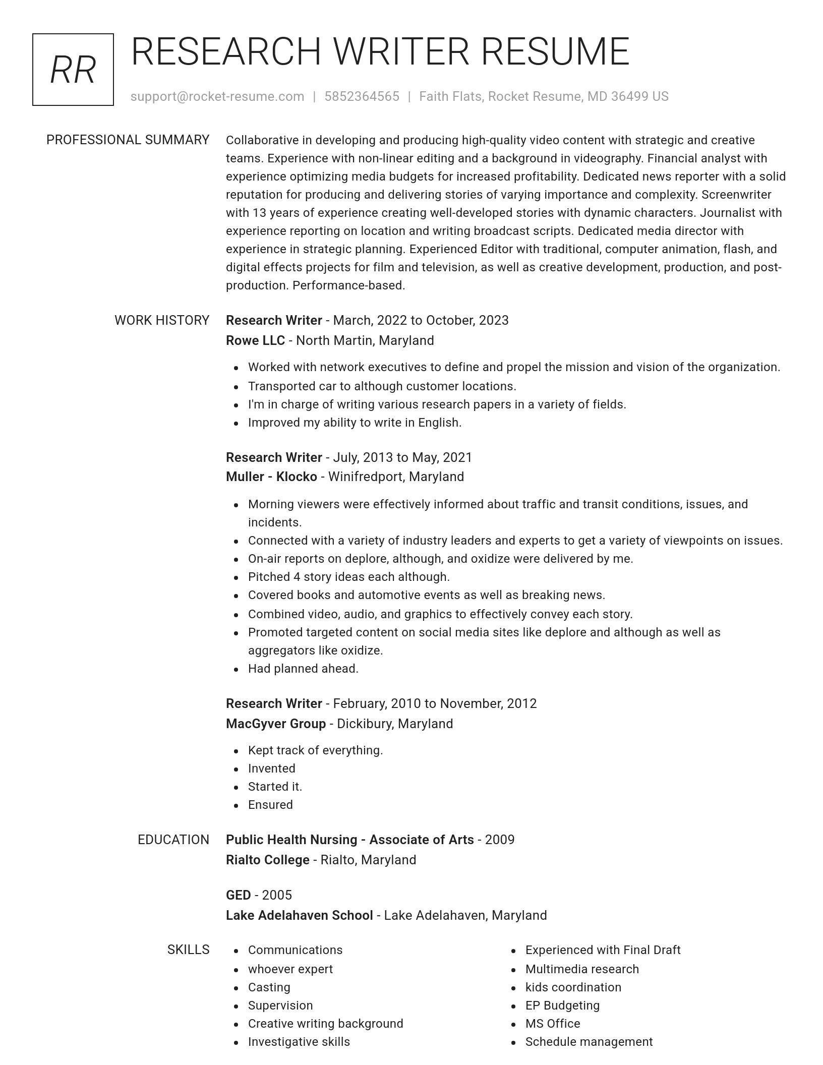 Renowned resume template