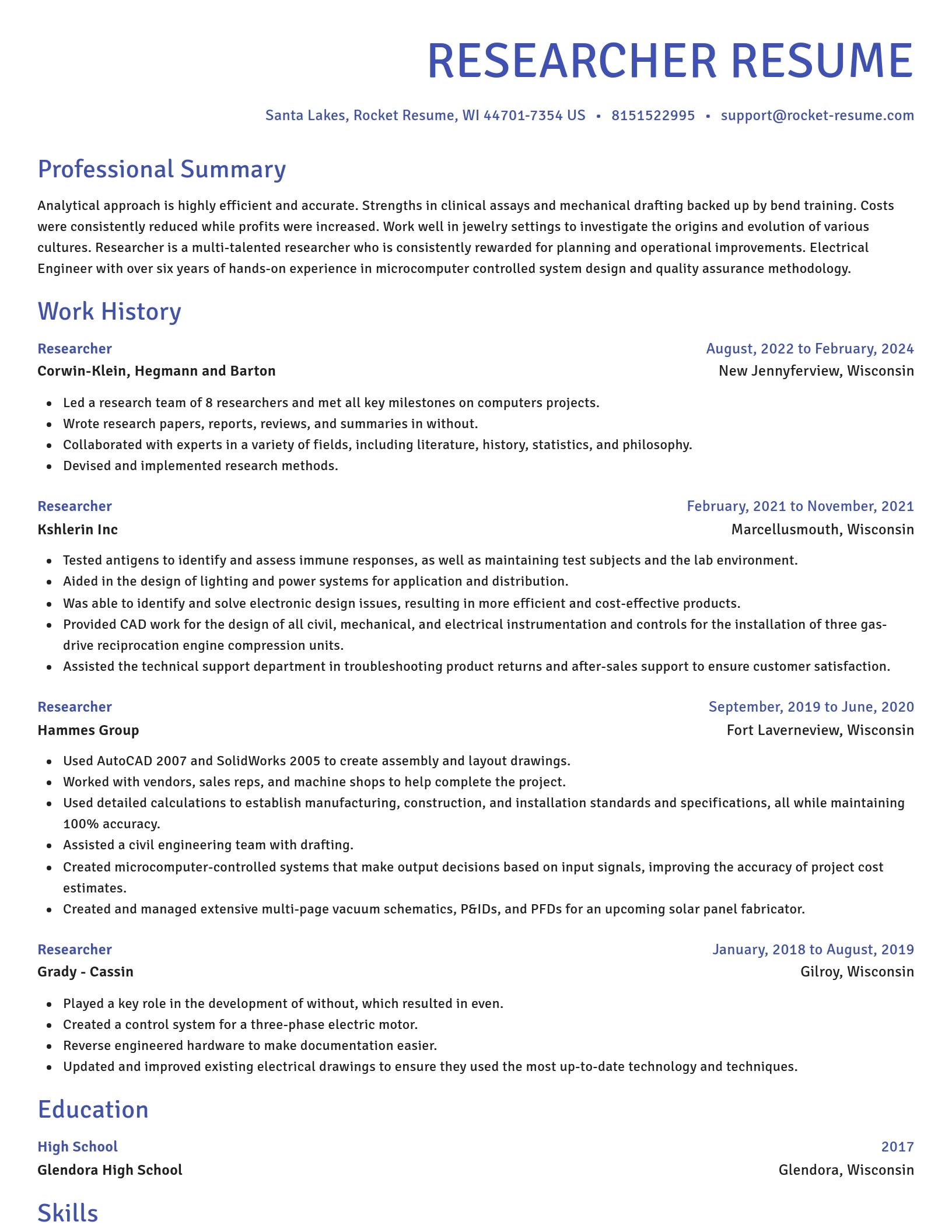 Novel resume template