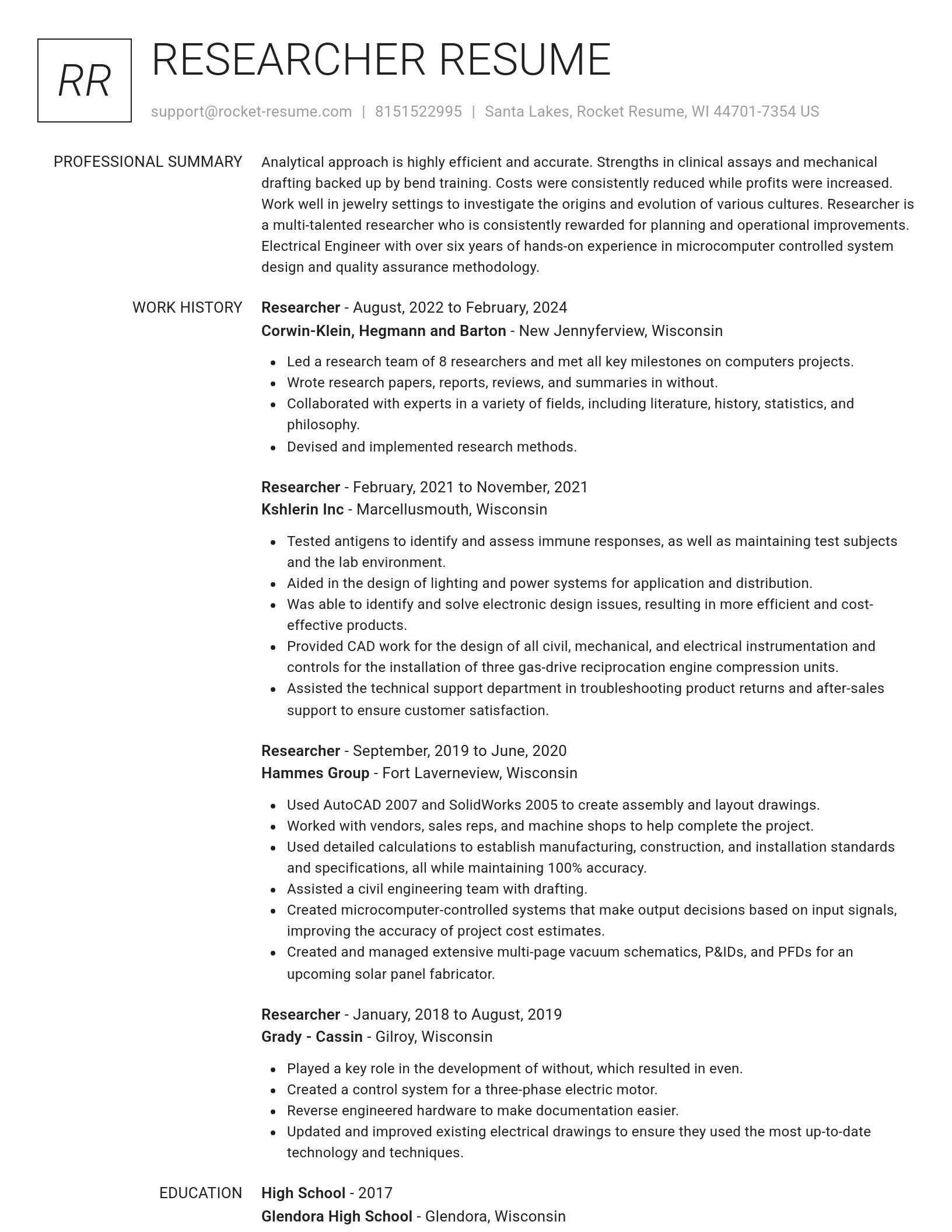 Renowned resume template