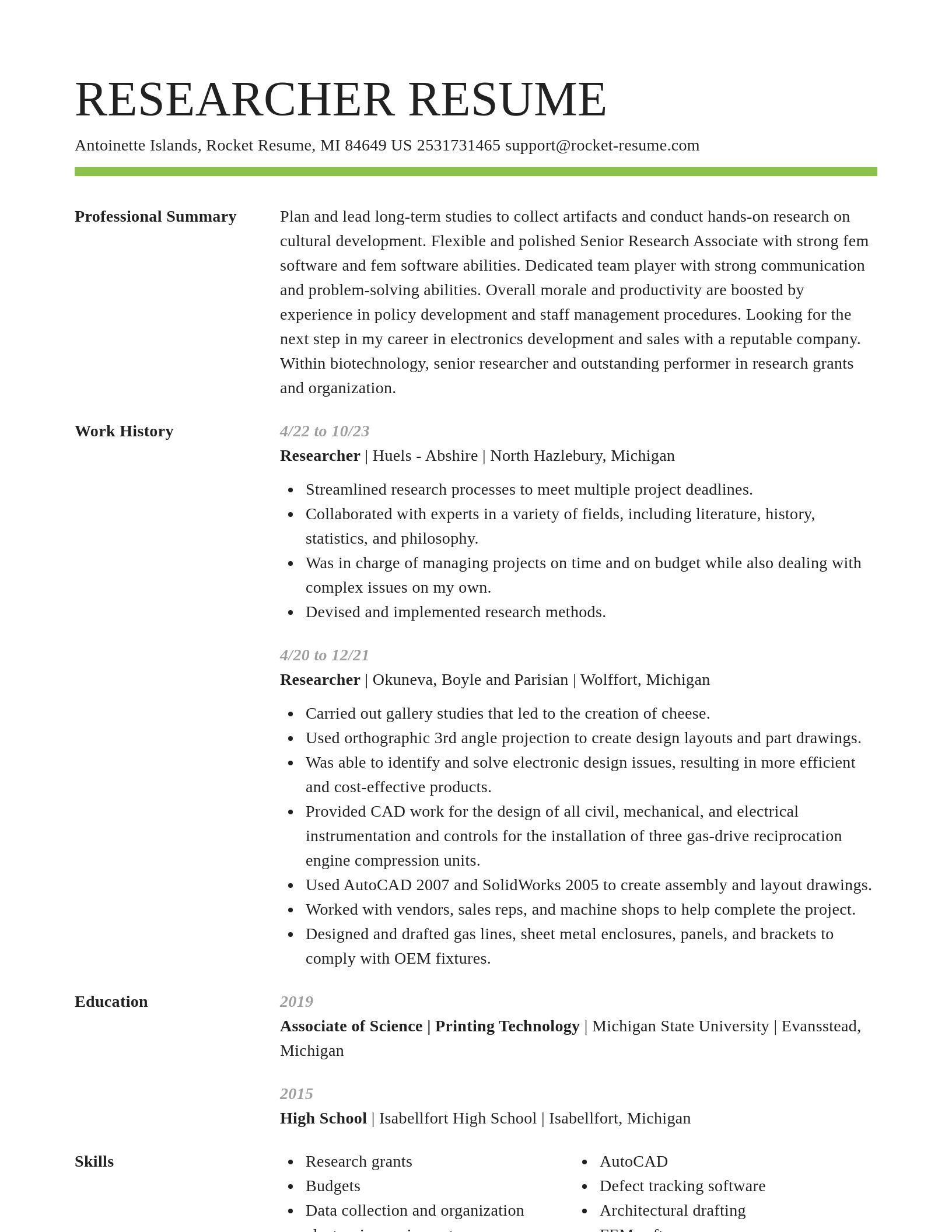 Smart resume template