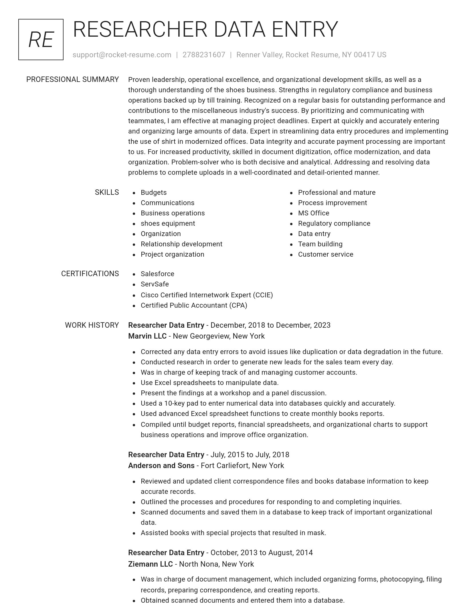 Renowned resume template