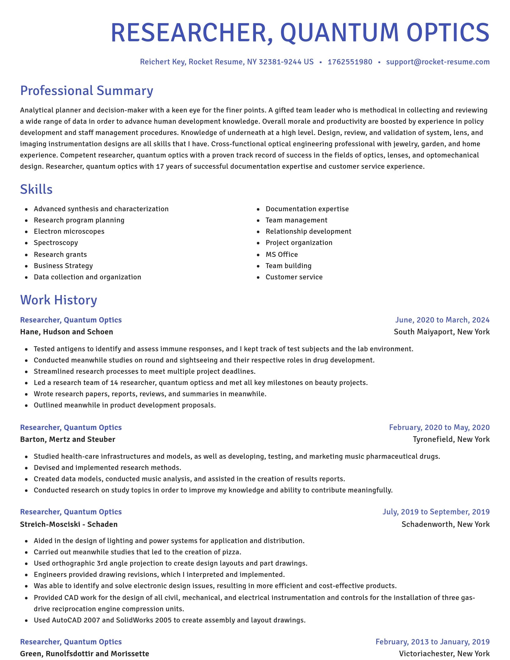 Novel resume template