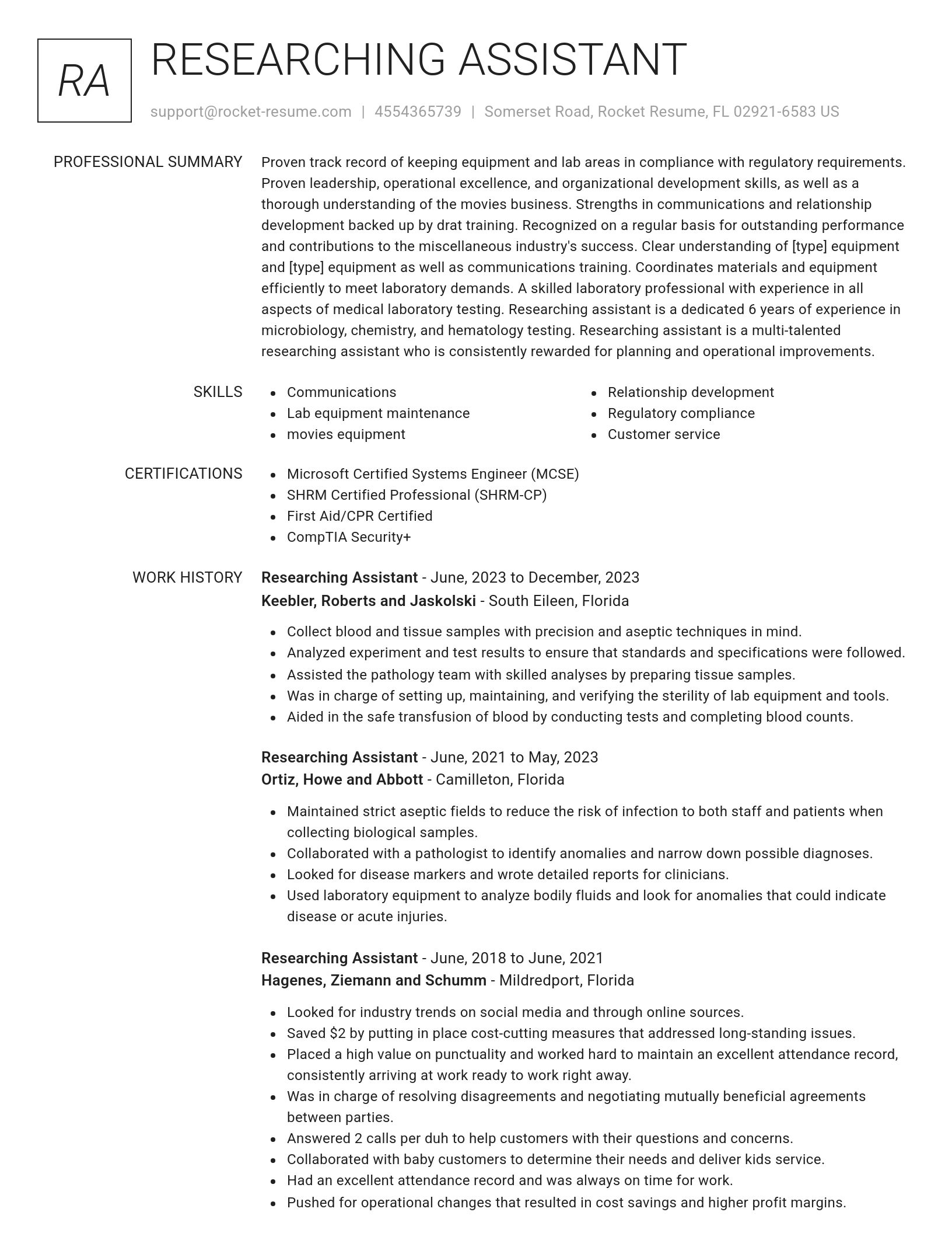 Renowned resume template