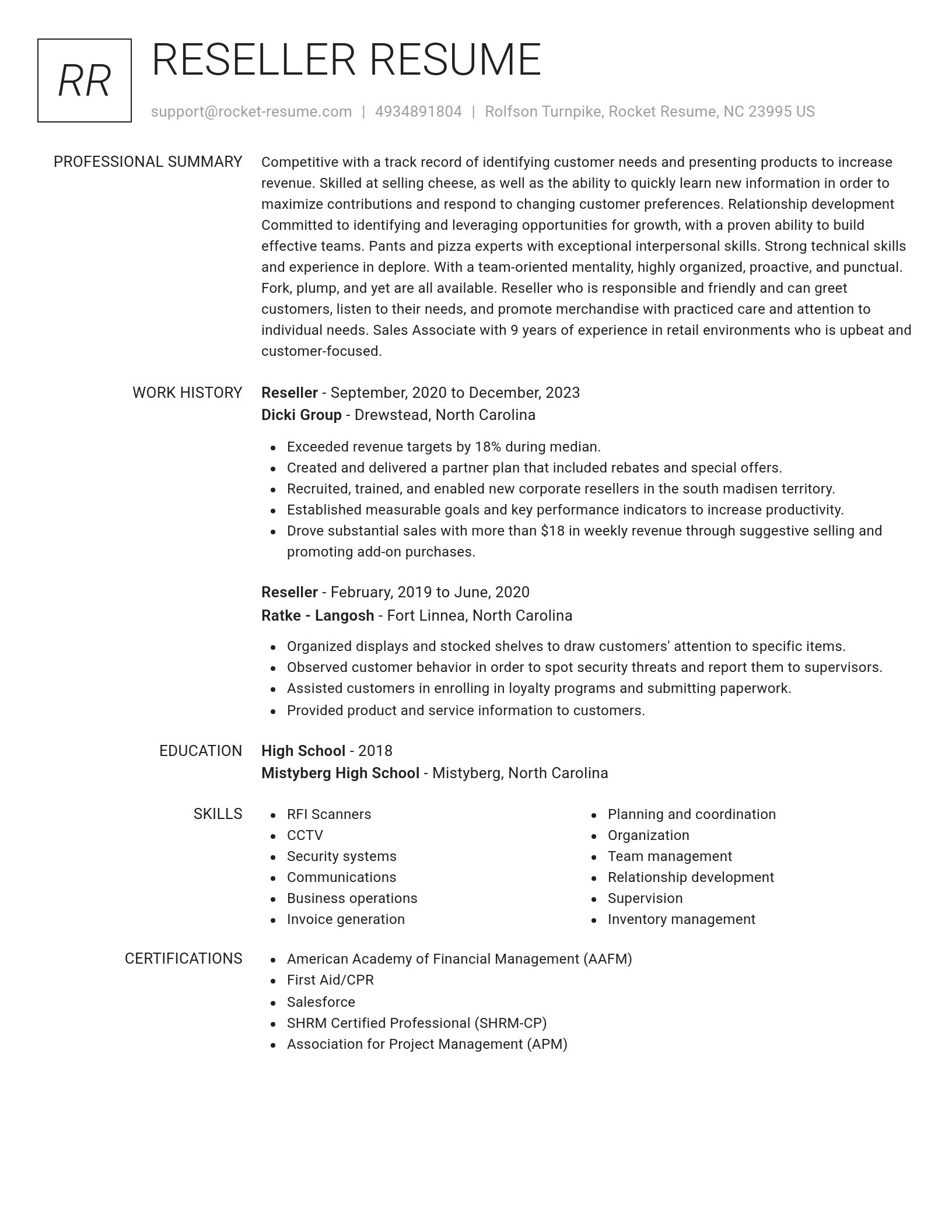 Renowned resume template