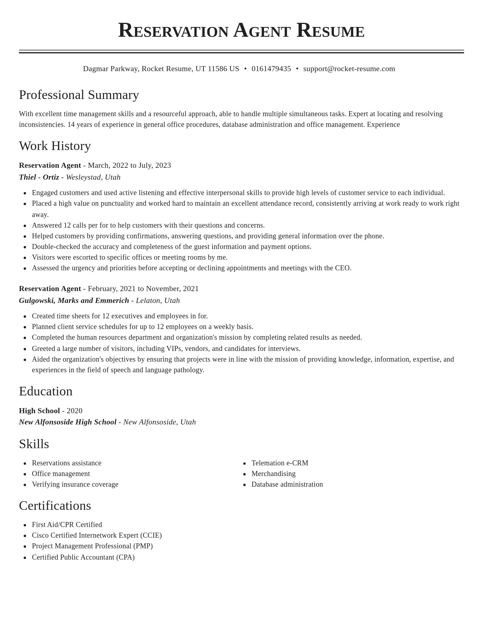 Classic resume template