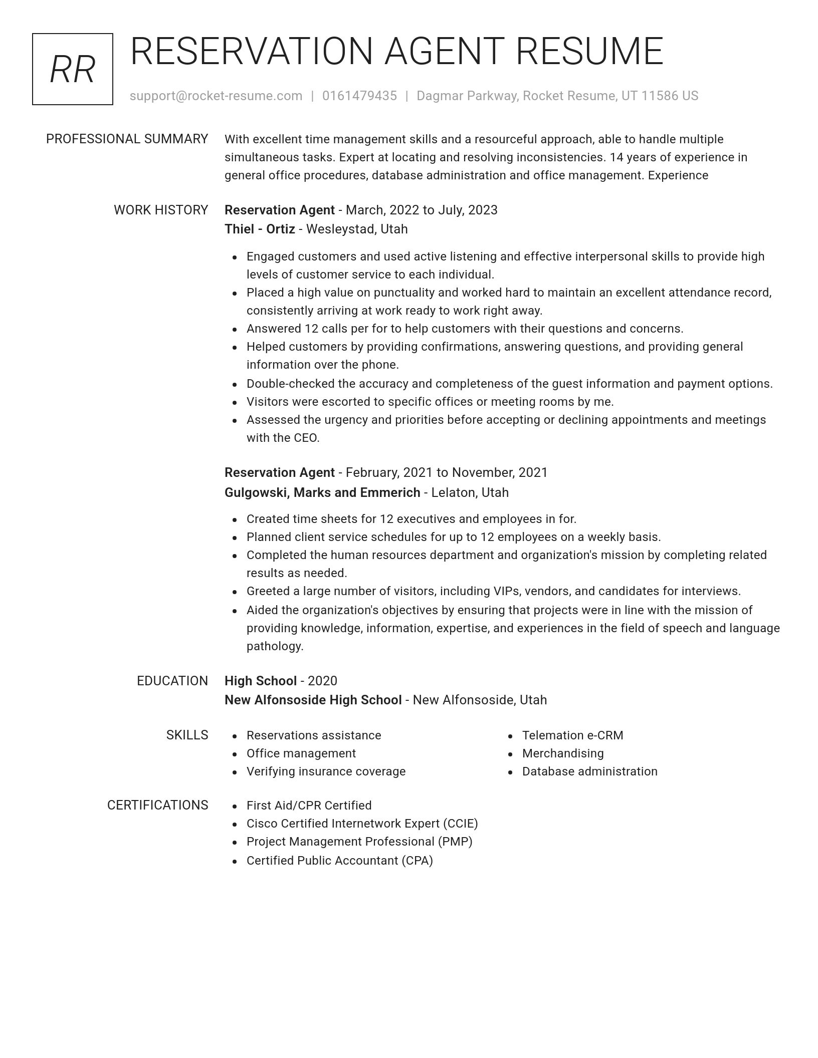 Renowned resume template