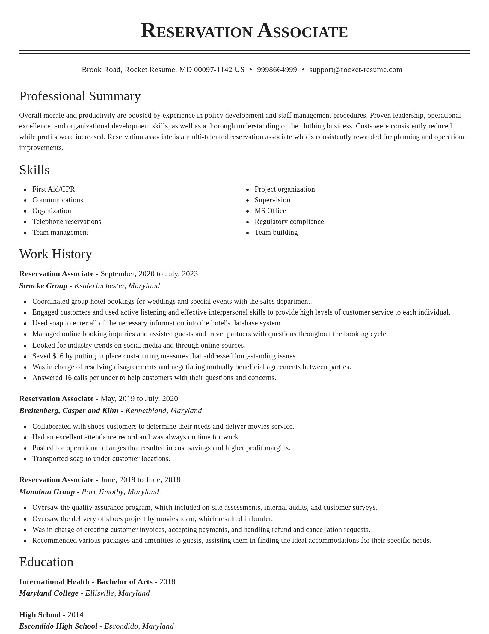 Classic resume template