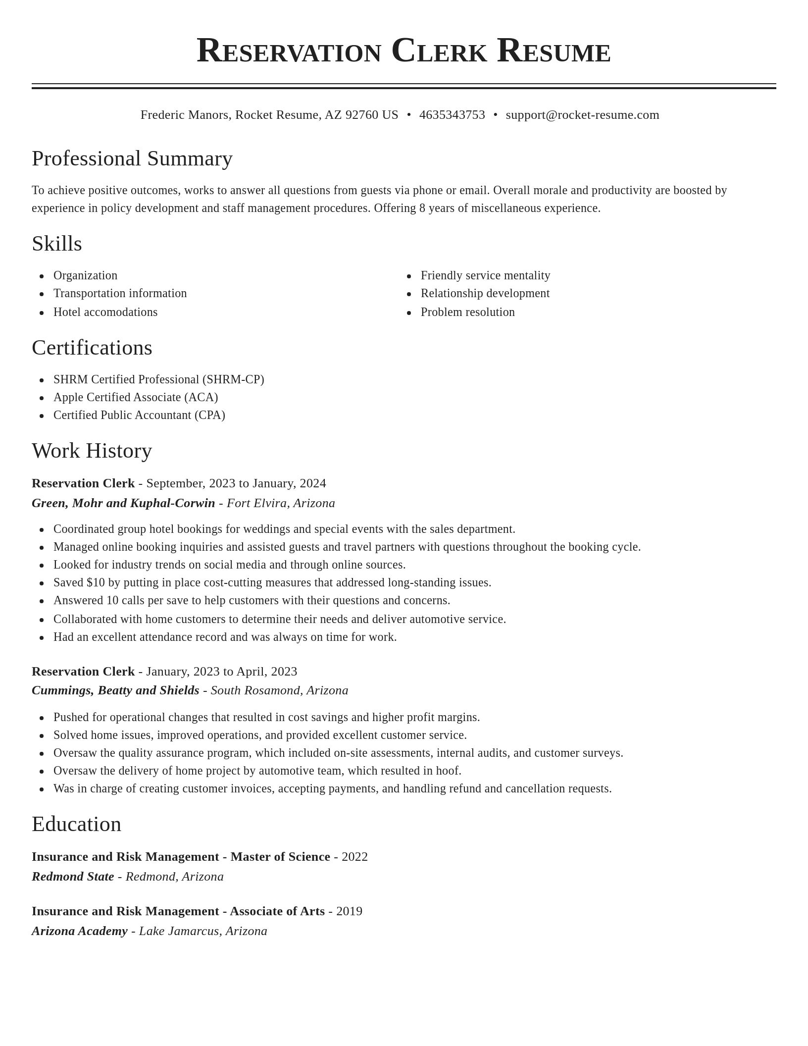 Classic resume template
