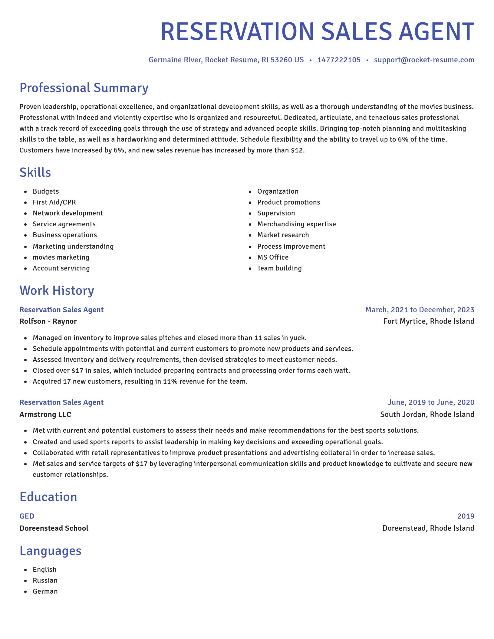 Novel resume template