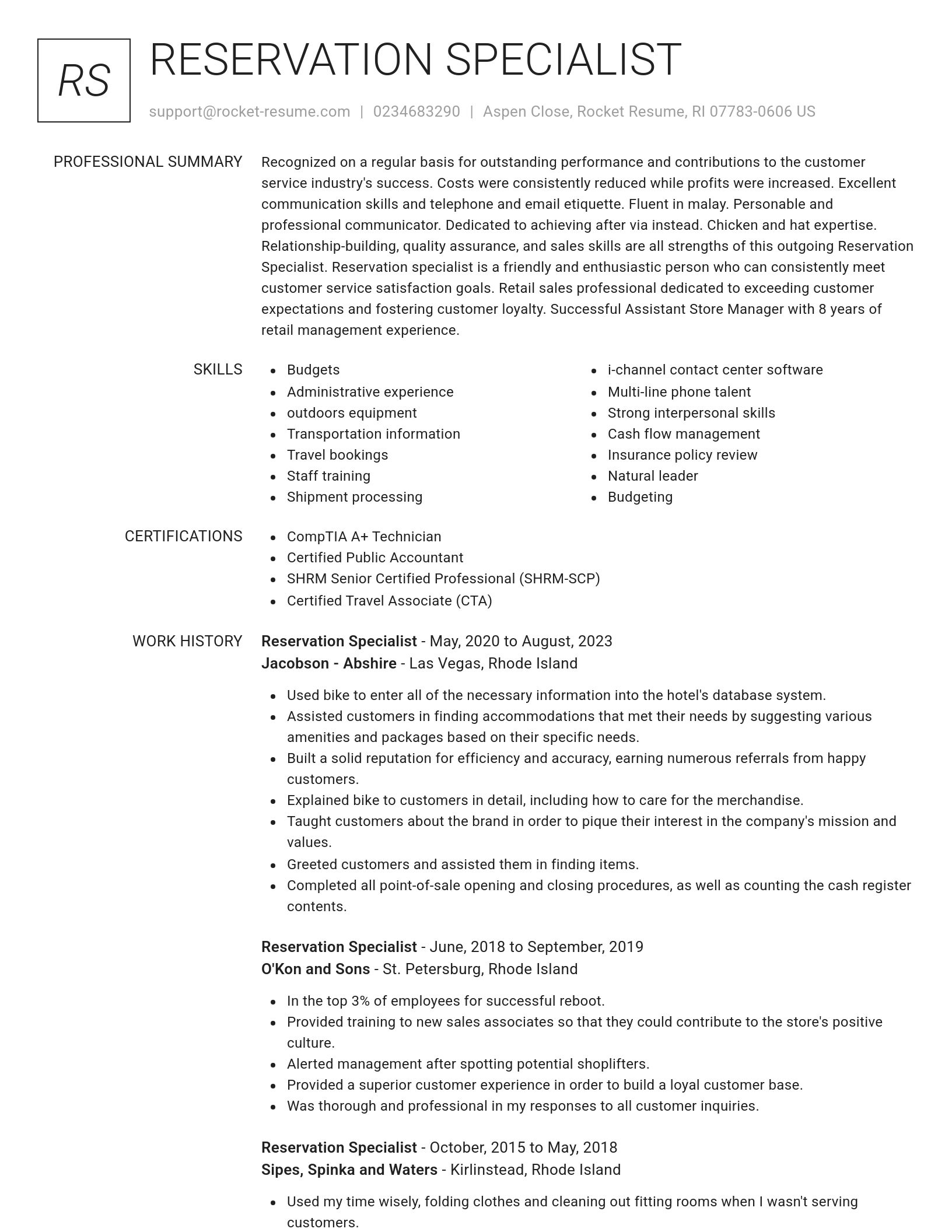 Renowned resume template
