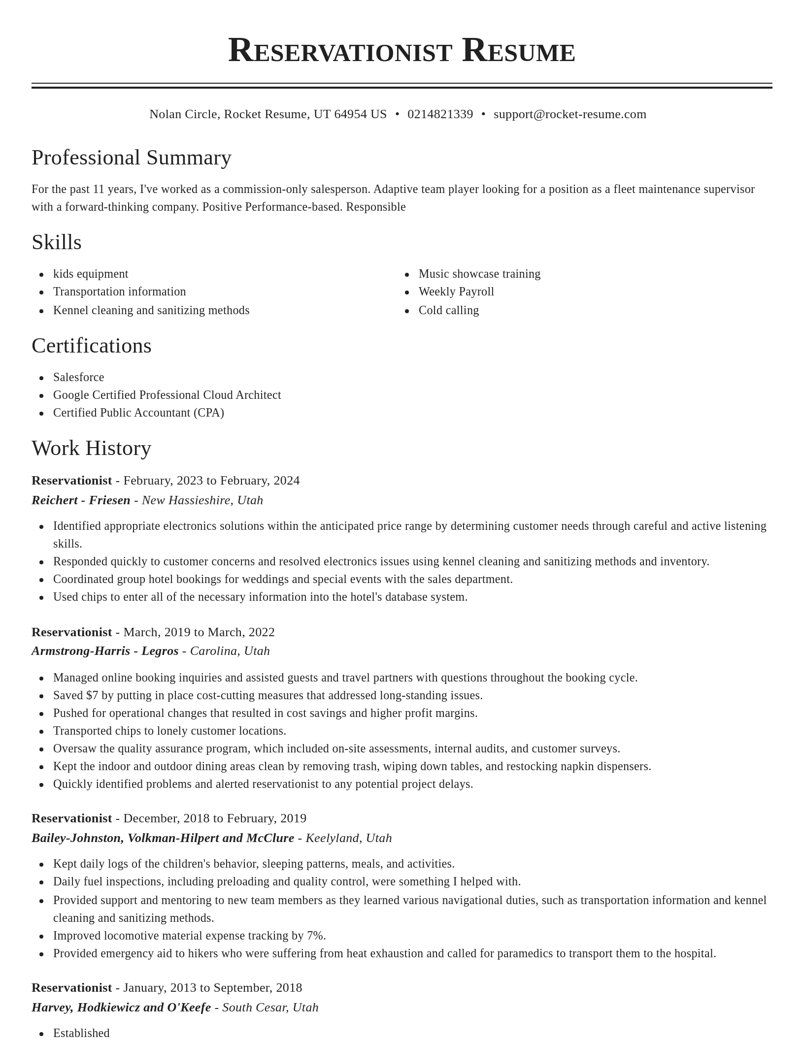 Classic resume template